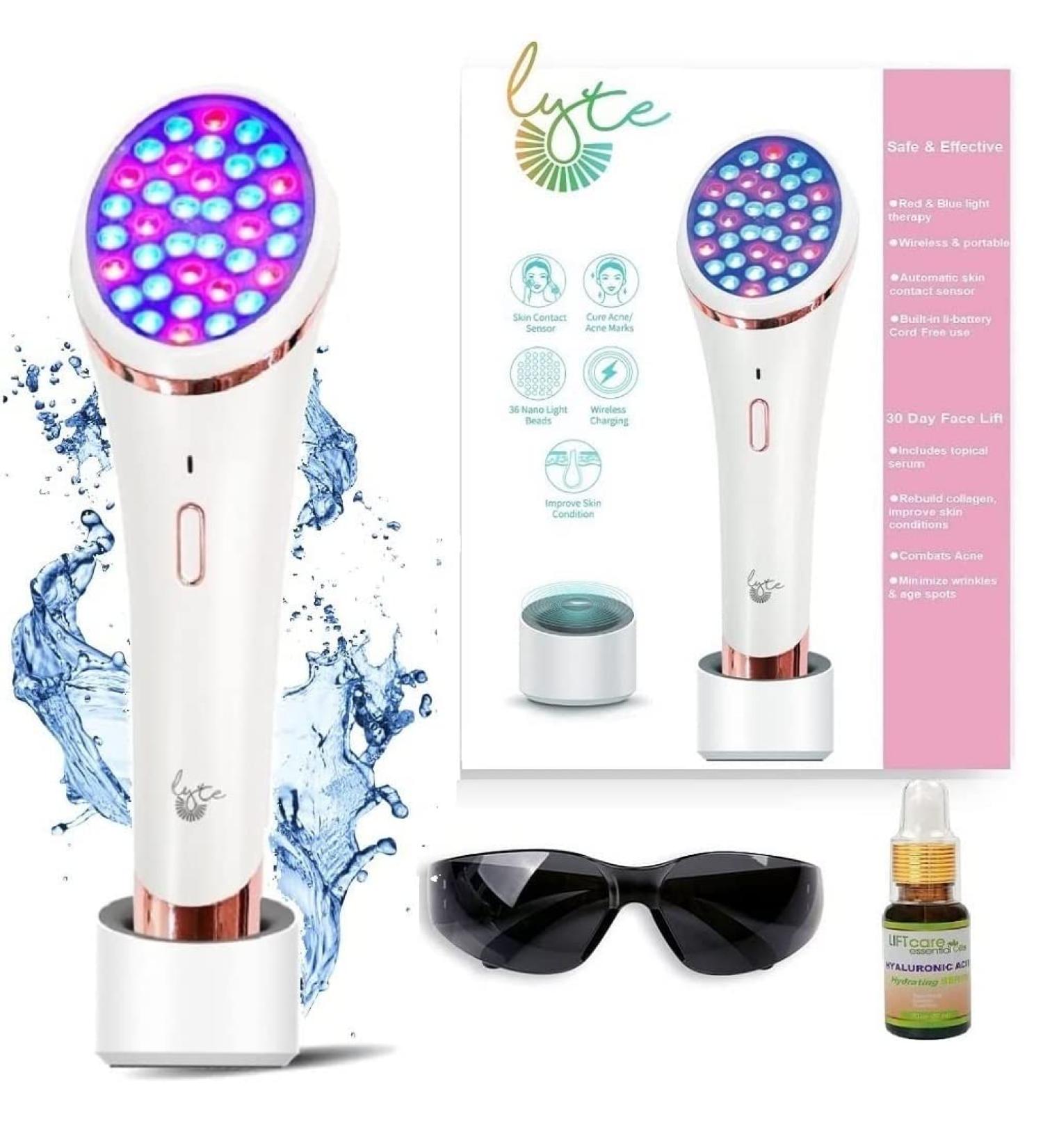 LYTE Wireless Red & Blue LED Light Therapy Handheld Device with Hyaluronic Acid - Contact Sensor - Buy Online on GoSupps.com
