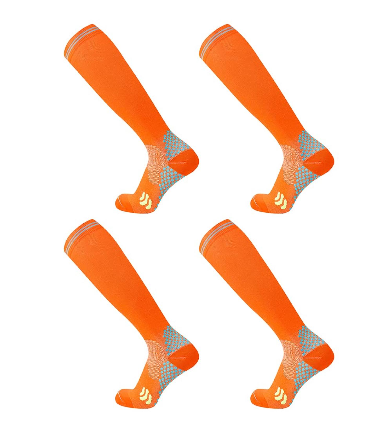 Compression Socks (2 Pair) 20-30 mmHg Circulation Stockings for Men and Women | Support for Cycling, Running | L-XL Orange - Buy Online on GoSupps.com