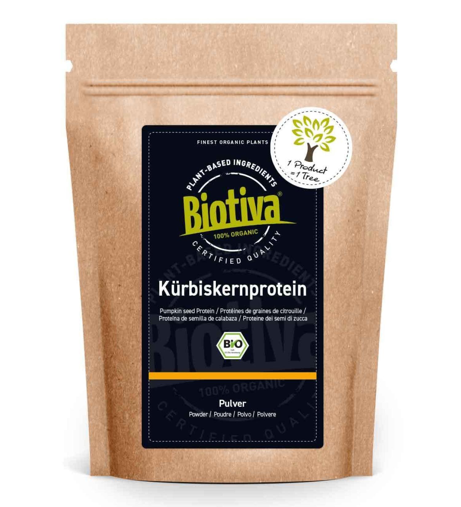 Pumpkin Seed Protein Bio 200g - Organic Vegan Protein Powder | Gluten Soy & Lactose Free | High-Quality Additive-Free | Biotiva - Bottled & Controlled in Germany - Buy Online on GoSupps.com