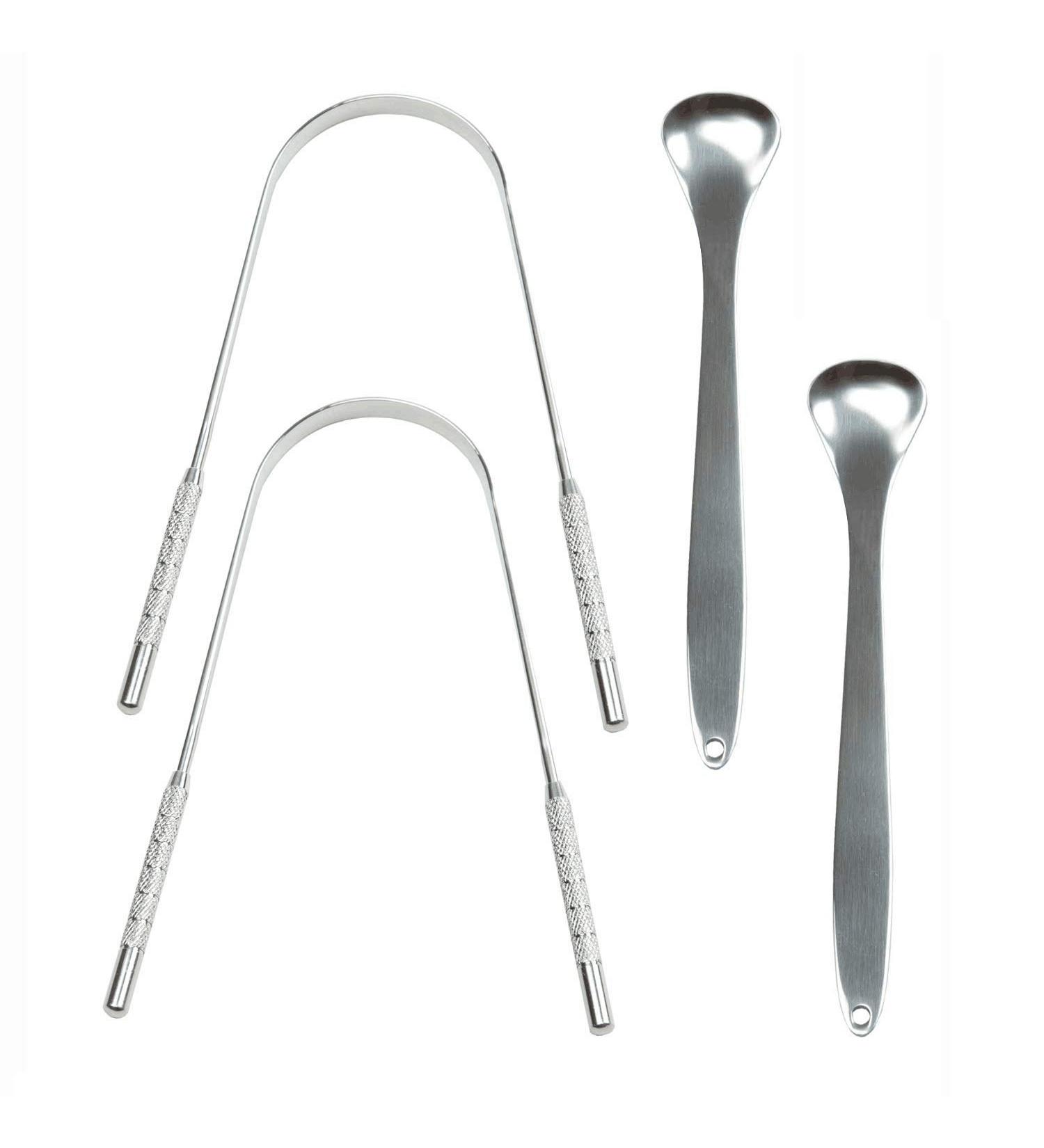 Buy Tongue Cleaner 4 Pack - Stainless Steel Fresh Breath Scraper Set for Optimal Oral Care | International Shipping Available - Buy Online on GoSupps.com