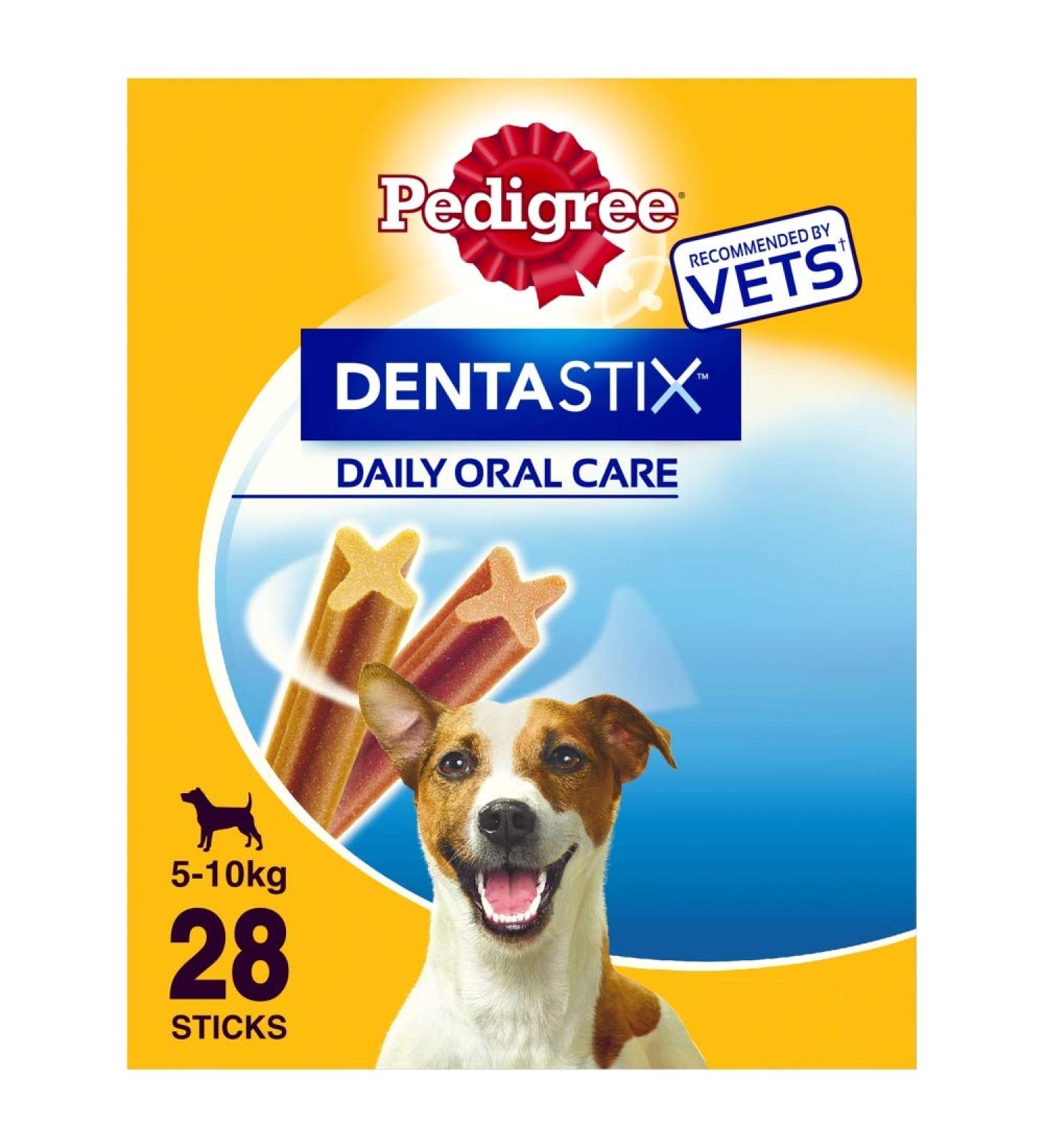 Pedigree dog snacks dog tackerli dentastix mini daily dental care for small dogs 10kg 28 sticks (1 x 28 sticks) 28 pieces (1 Pack)