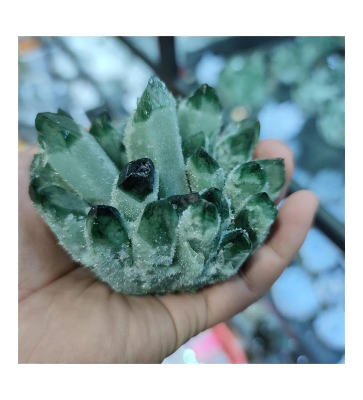 for 300-400g Natural Green Ghost Quartz Crystal Cluster Crystals raw Gem Specimen for Home&Office Decoration fengshui - Buy Online on GoSupps.com