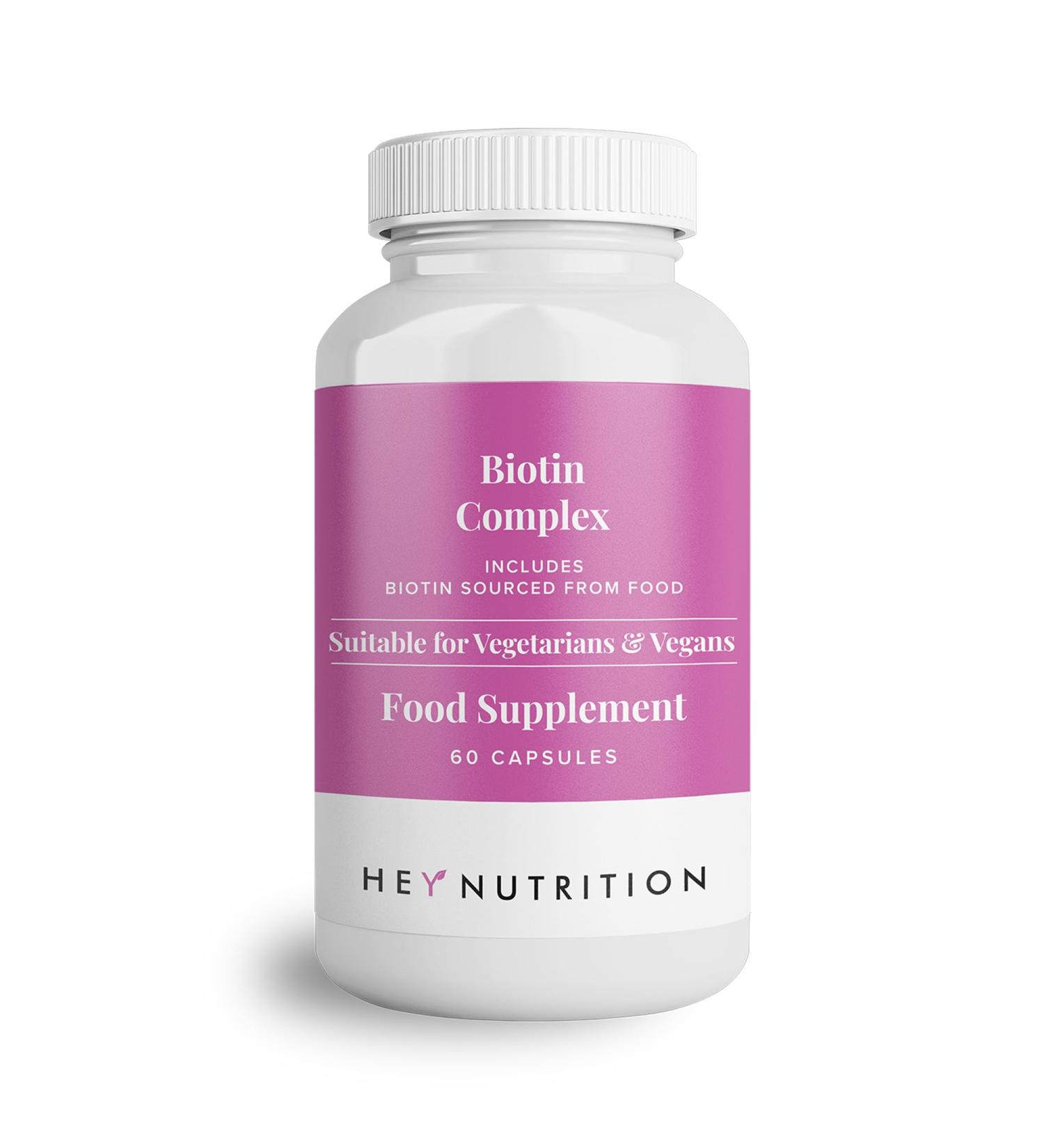 Biotin Complex Supplement for Hair, Nails & Skin | Immune Health Support with Selenium, Zinc | Vegan Capsules - Hey Nutrition - Buy Online on GoSupps.com