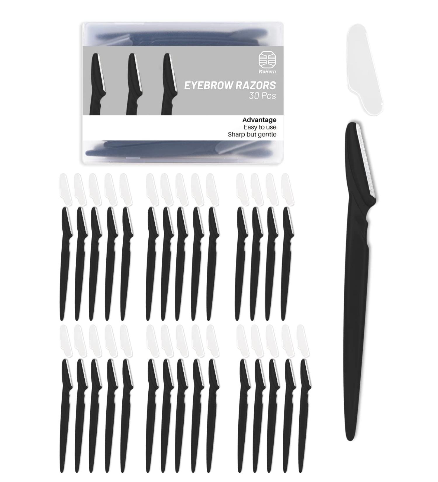 MoHern Black 30 Pcs Eyebrow and Face Razor for Women and Men - Multipurpose Dermaplane Razors - Pack of 30 - Buy Online on GoSupps.com