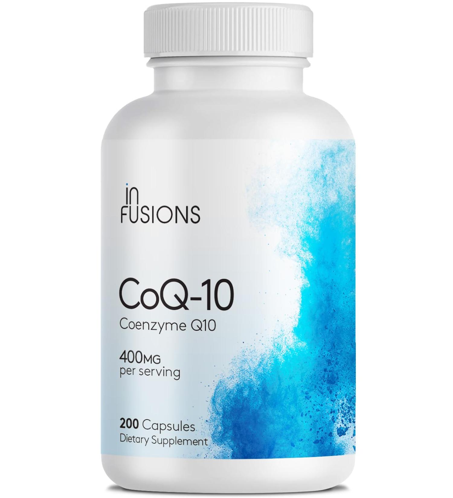 Infusions Pure Extra Strength CoQ10 400mg 200 Capsules High Absorption Gluten Free Non-GMO - Buy Online on GoSupps.com