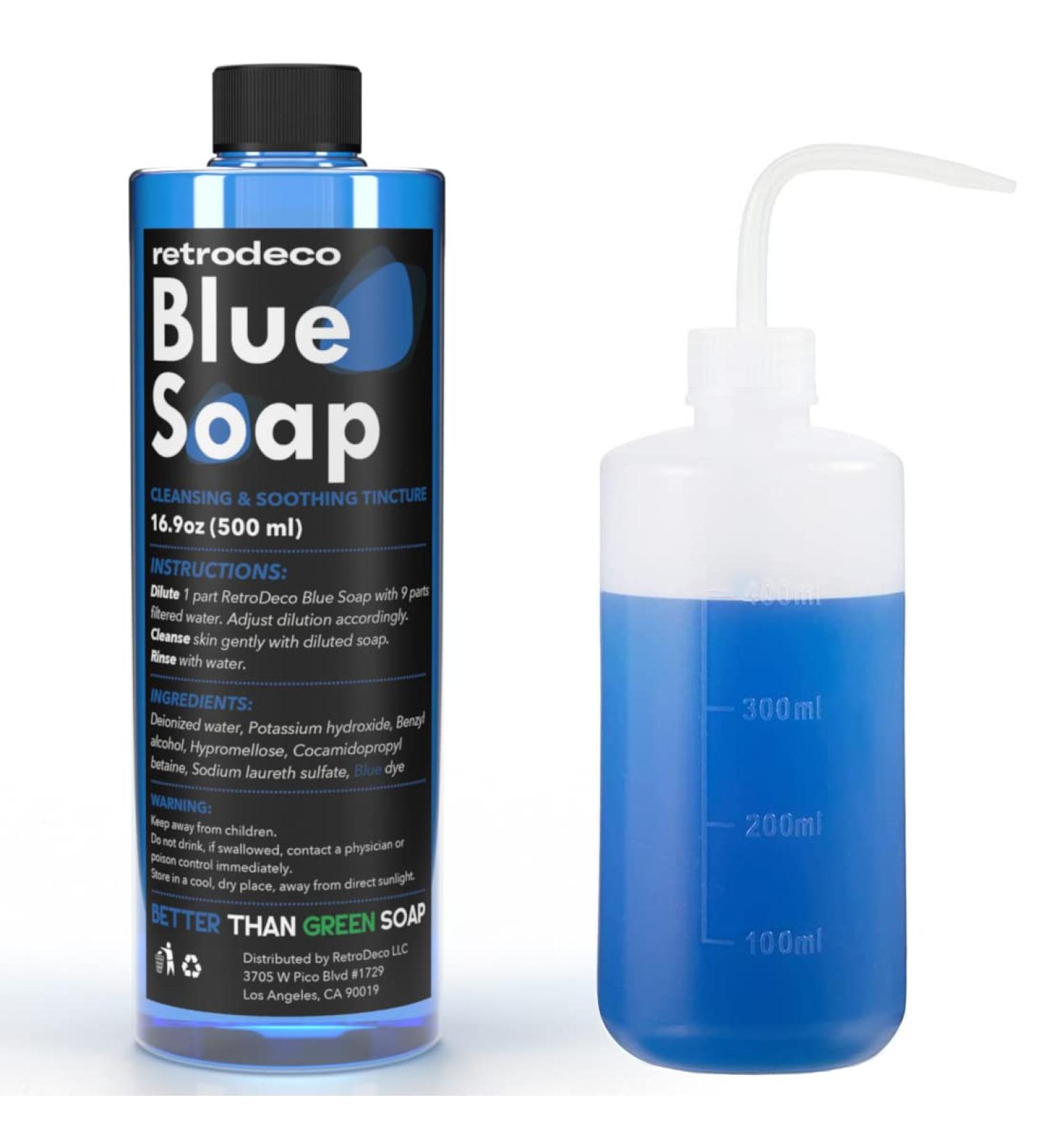 RetroDeco Ultra Concentrated 16.9oz Blue Soap Tincture | Makes 1.3 Gallons | XL Squeeze Bottle | Skin & Piercings | USP Certified - Buy Online on GoSupps.com