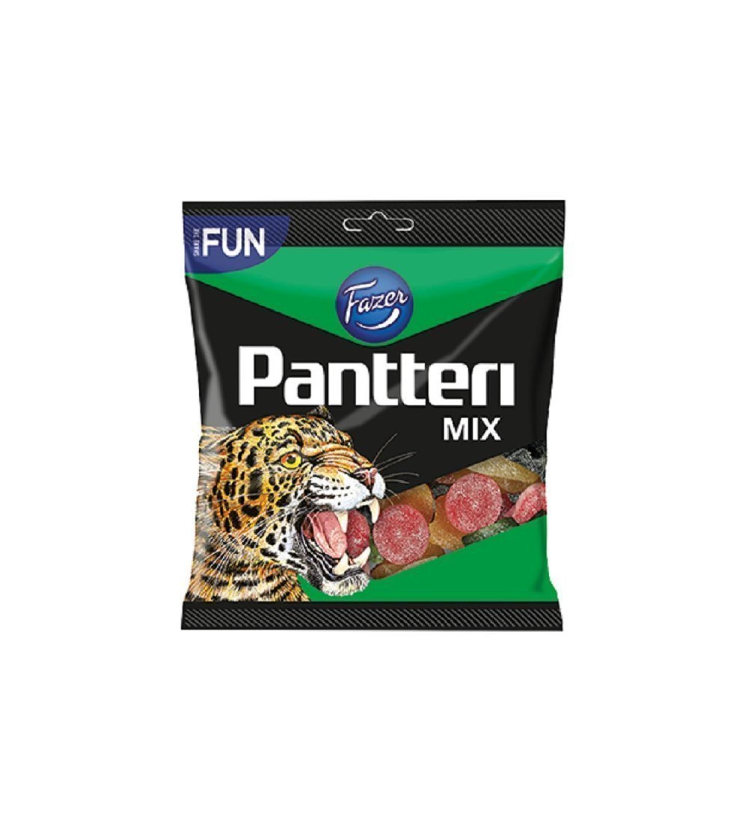 Fazer Pantteri Mix - Original - Finnish - Salty Licorice - Liquorice - Salmiak - Fruity - Wine Gums - Assorted - Candies - Sweets - Party Bag - 280g