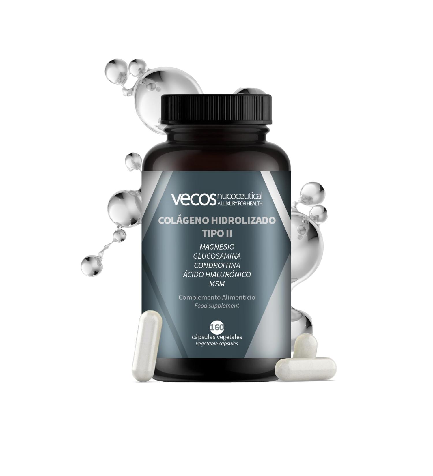 VECOS | Type II Hydrolyzed Collagen with Chondroitin & Hyaluronic Acid | 160 Capsules | Helps Prevent Joint Pain & Inflammation | Anti-Inflammatory & Antioxidant Effect - Buy Online on GoSupps.com