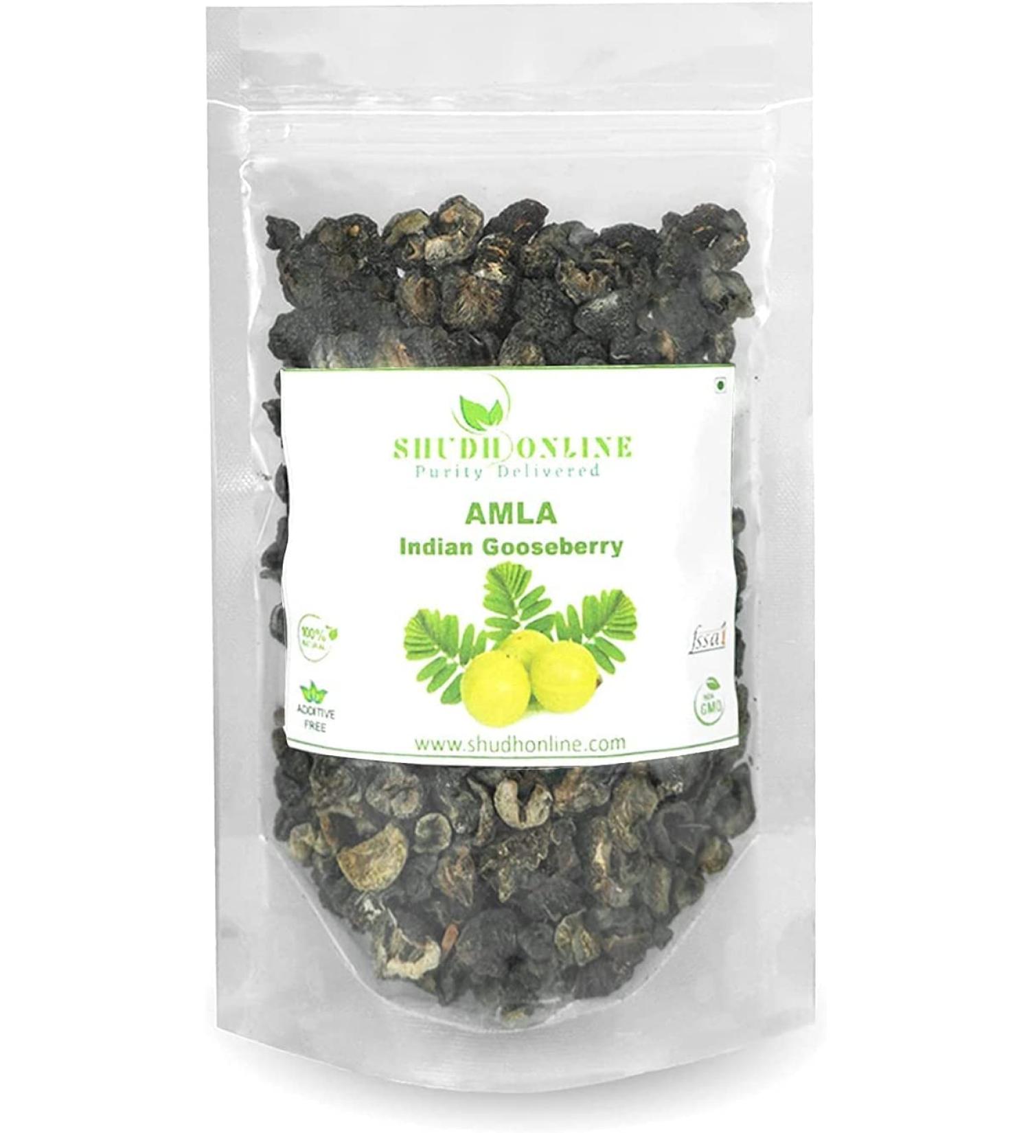 ORGANIZE AOZA Shudh Online Dry Amla Pieces Haargroei Eten 200 gram Saboot Geen Zout Fruit Sukha Awla Aavla Sabut Droge Kruisbes Usirikaya Gedroogd - Buy Online on GoSupps.com
