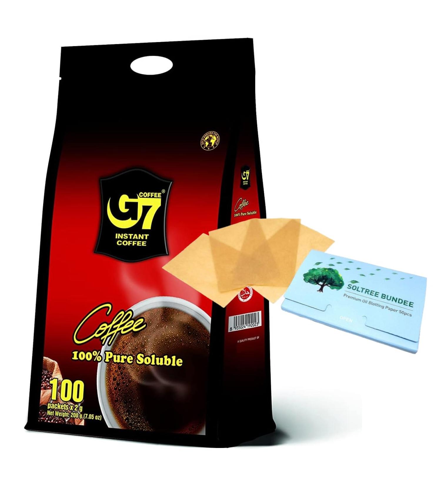 NEWTOKI G7 PURE BLACK Instant Vietnamese Coffee 7.05oz(200g) - 100% Soluble Coffee Without Sugar - Strong Pure & Rich - Original Taste for Coffee Connoiseurs (100 Sachets/Bag) - Buy Online on GoSupps.com