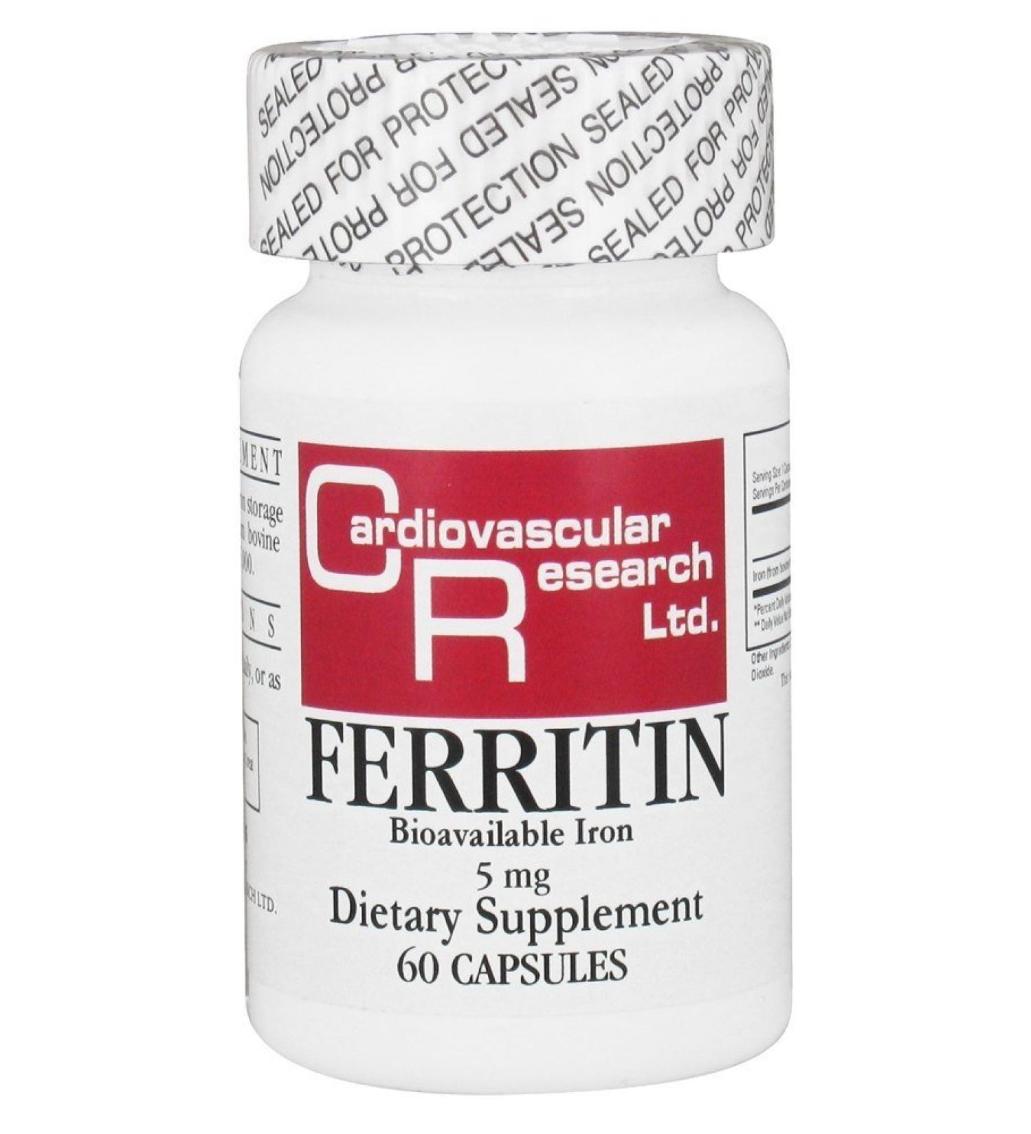 Cardiovascular Research Ferritin 5 mg - 60 Capsules | Boost Iron Levels - Buy Online on GoSupps.com