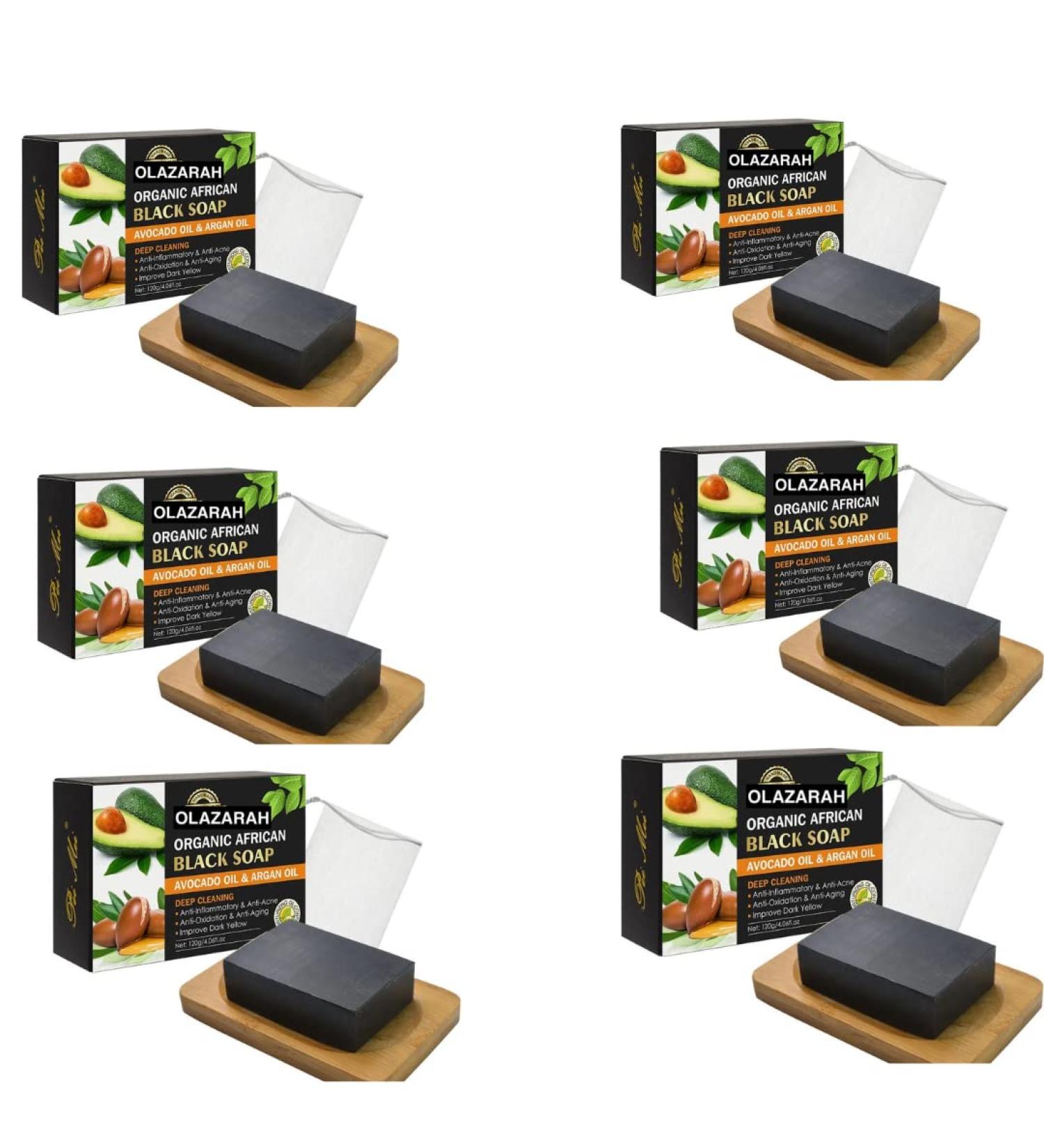 Natural Black Soap with Avocado & Argan Oil - Moisturizing Exfoliating & Smoothing | 6 Packs 12 oz - Best for Skin Care - Buy Online on GoSupps.com