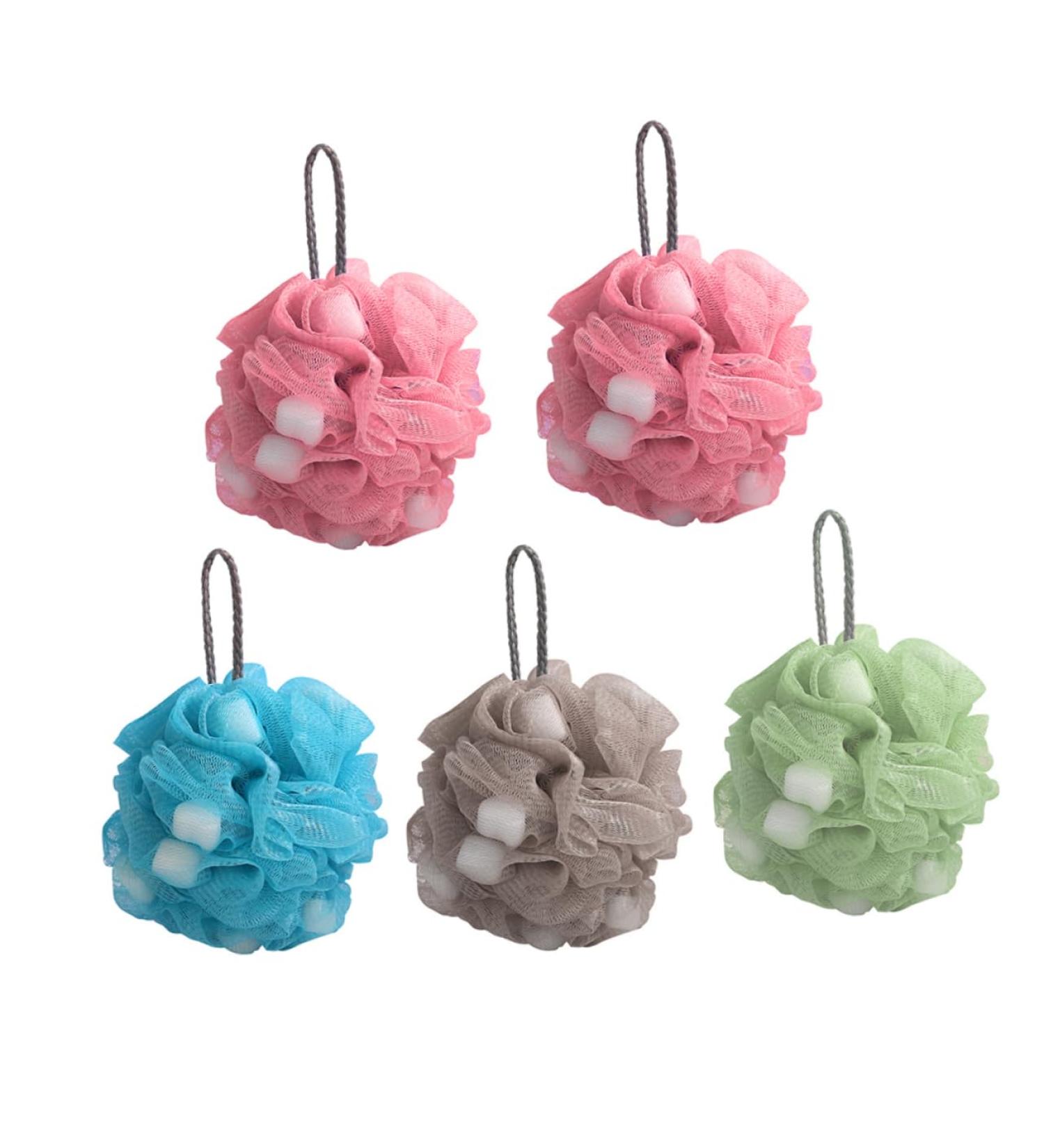 5pcs Sponge Bath Balls - Soft Loofah Scrubbers for Kids & Adults | Perfect Shower & Bath Sponge Set - Buy Online on GoSupps.com