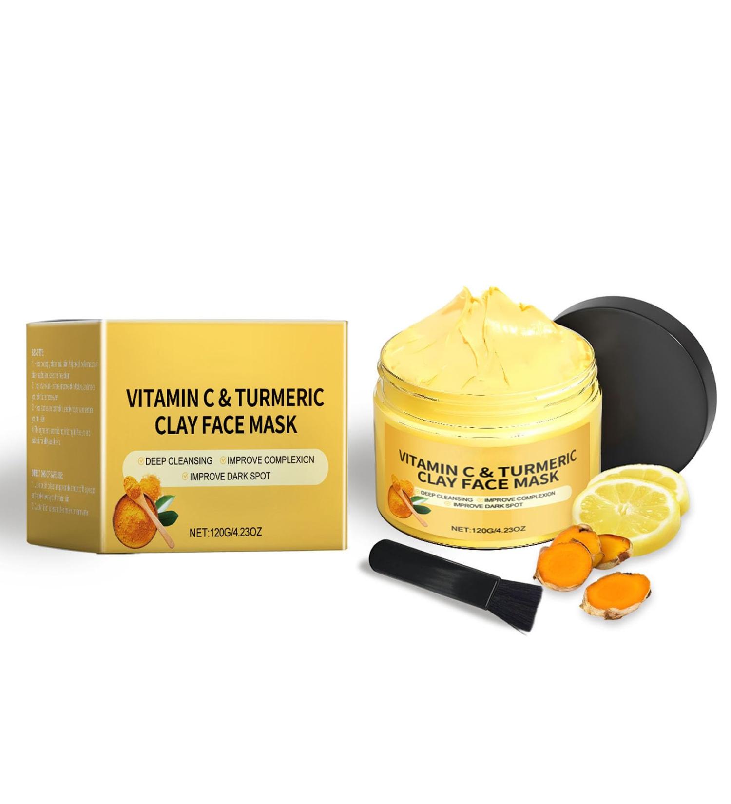 Turmeric Clay Mask with Vitamin C - Face Mask for Pores - Clay Face Mask for Dark Spots Remove - Hydrating Face Mask - Skincare Face Masks Beauty - Korean Face Mask for Cleansing Moisturizing (120g) - Buy Online on GoSupps.com