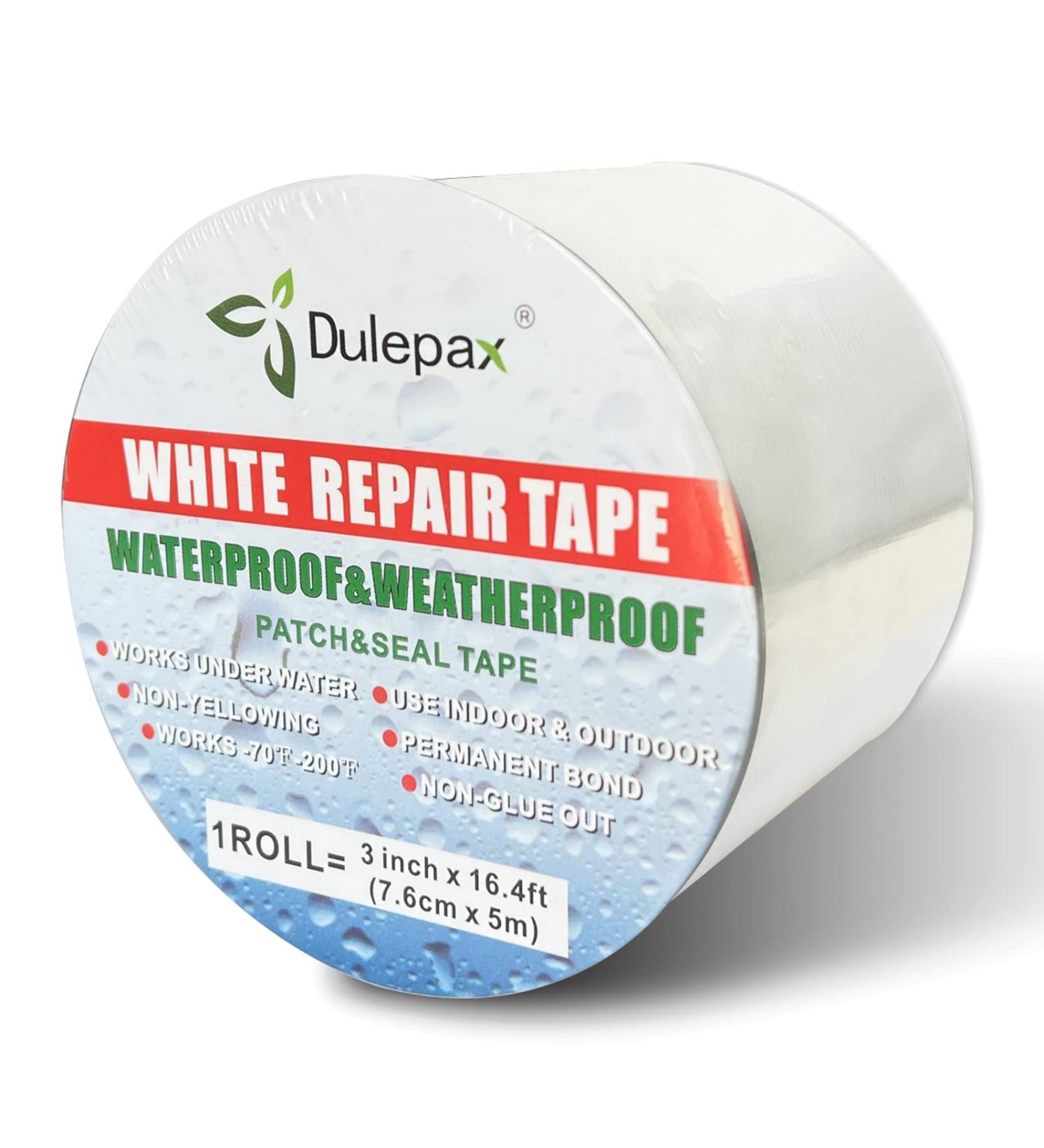 Dulepax White Repair Tape - Waterproof Patch and Seal Tape for Tents, RV Awnings, Tarps - 3 x 16.4ft - Buy Online on GoSupps.com