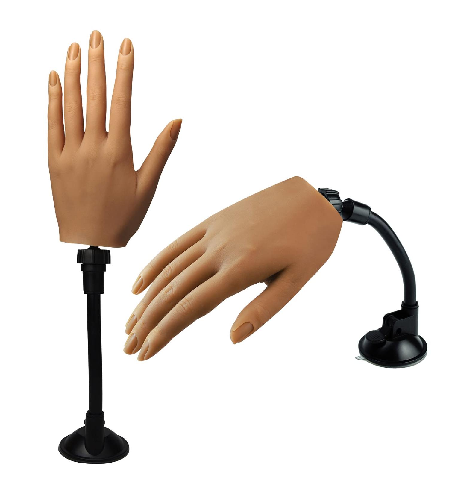 Flexible Silicone Practice Hand for Acrylic Nails - Life Size Female Mannequin Hand with Stand for Nail Art Practice (3# Left Hand) - Buy Online on GoSupps.com