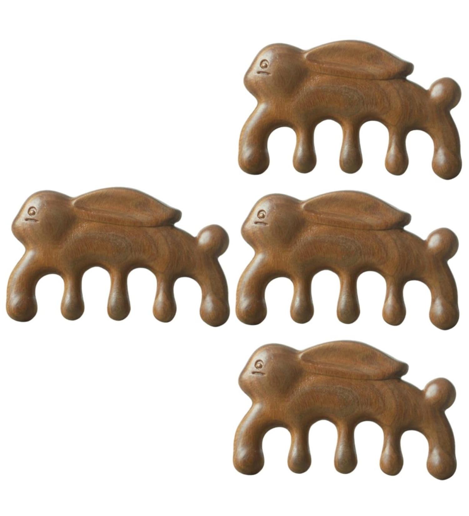 Healeved 4-Piece Green Sandalwood Massage Comb Set | Eco-Friendly Scalp & Hand Massage Tools for Women - Buy Online on GoSupps.com