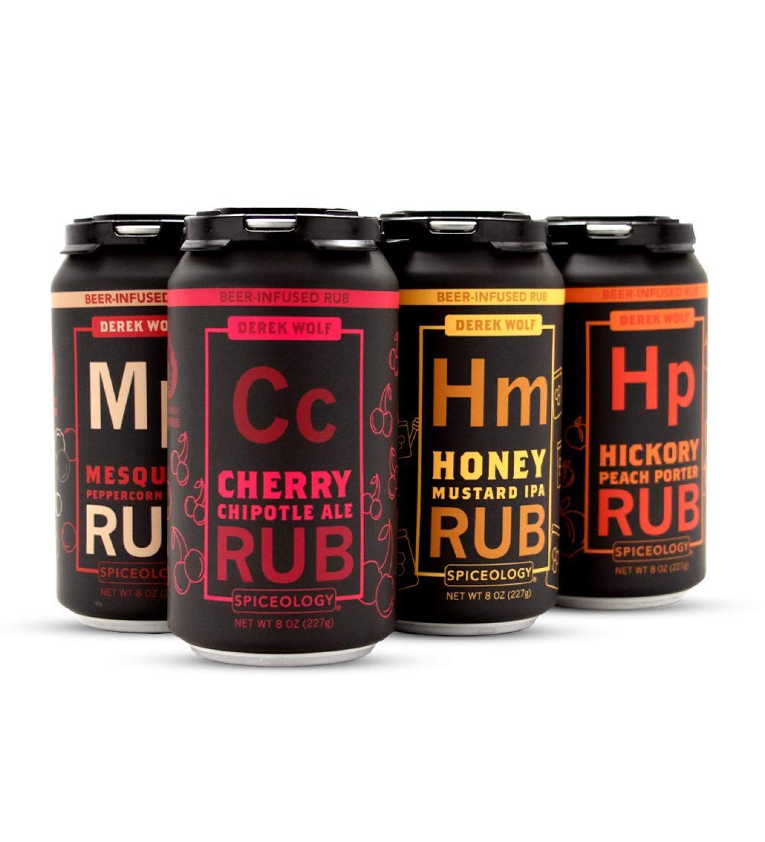 Derek Wolf Beer Infused BBQ Rubs - Set of 6 Flavors: Cherry Chipotle Ale, Honey Mustard IPA, Hickory Peach Porter, Imperial Coffee Stout, Jalape o Lime Pilsner, Mesquite Peppercorn Lager - Buy Online on GoSupps.com