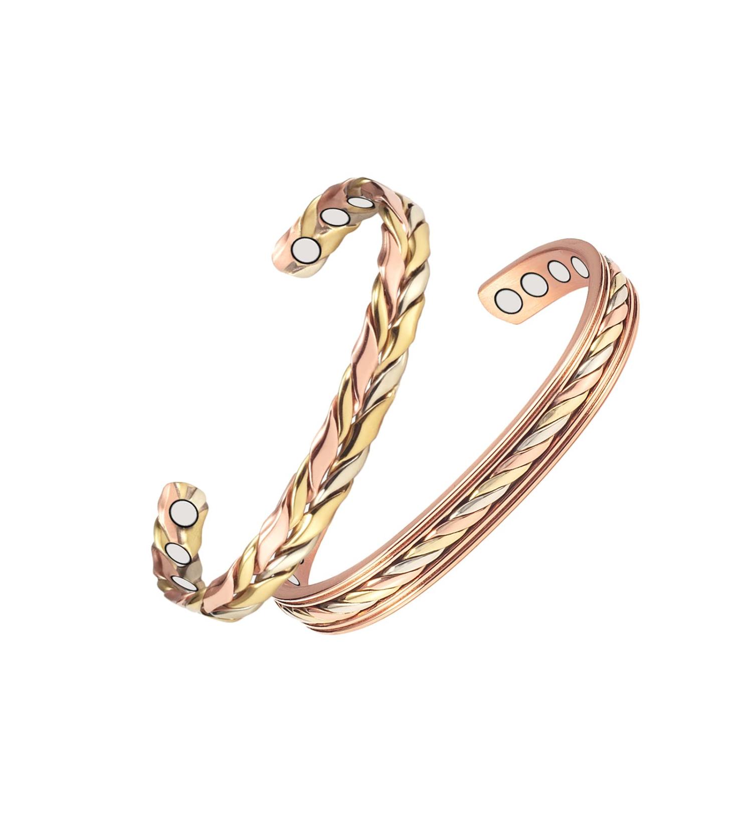 EnerMagiX Tri Tone 3500 Gauss Magnetic Copper Bracelet for Women & Men | 99.95% Copper Bangle with 8 Magnets | Adjustable Size Women's Day Gift for Mom & Wife | CPB-1004 1009 - Buy Online on GoSupps.com