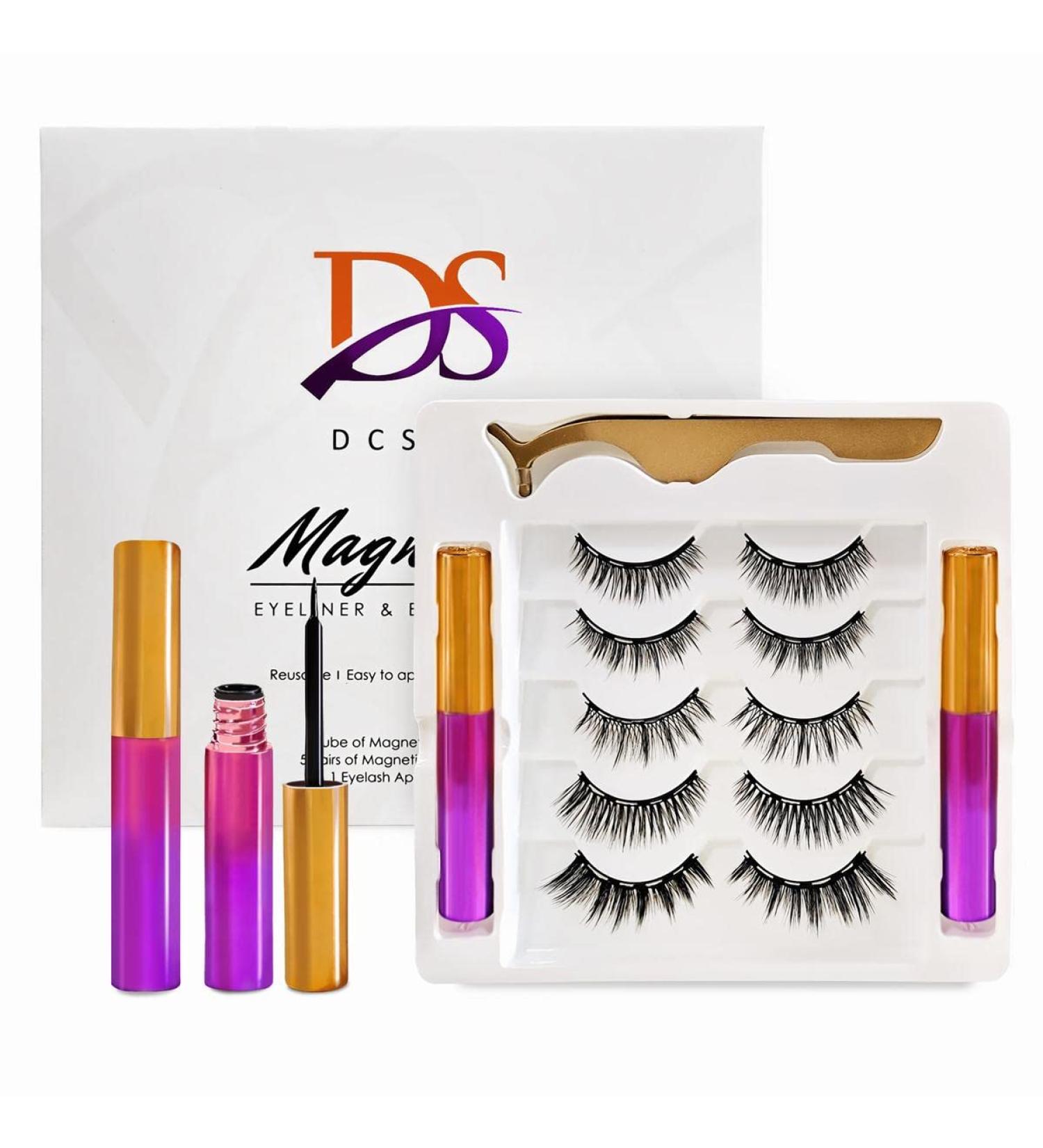 Magnetic Eyelashes with Eyeliner Kit - 5 Reusable Natural Looking Lashes - No Glue Needed - Buy Online on GoSupps.com