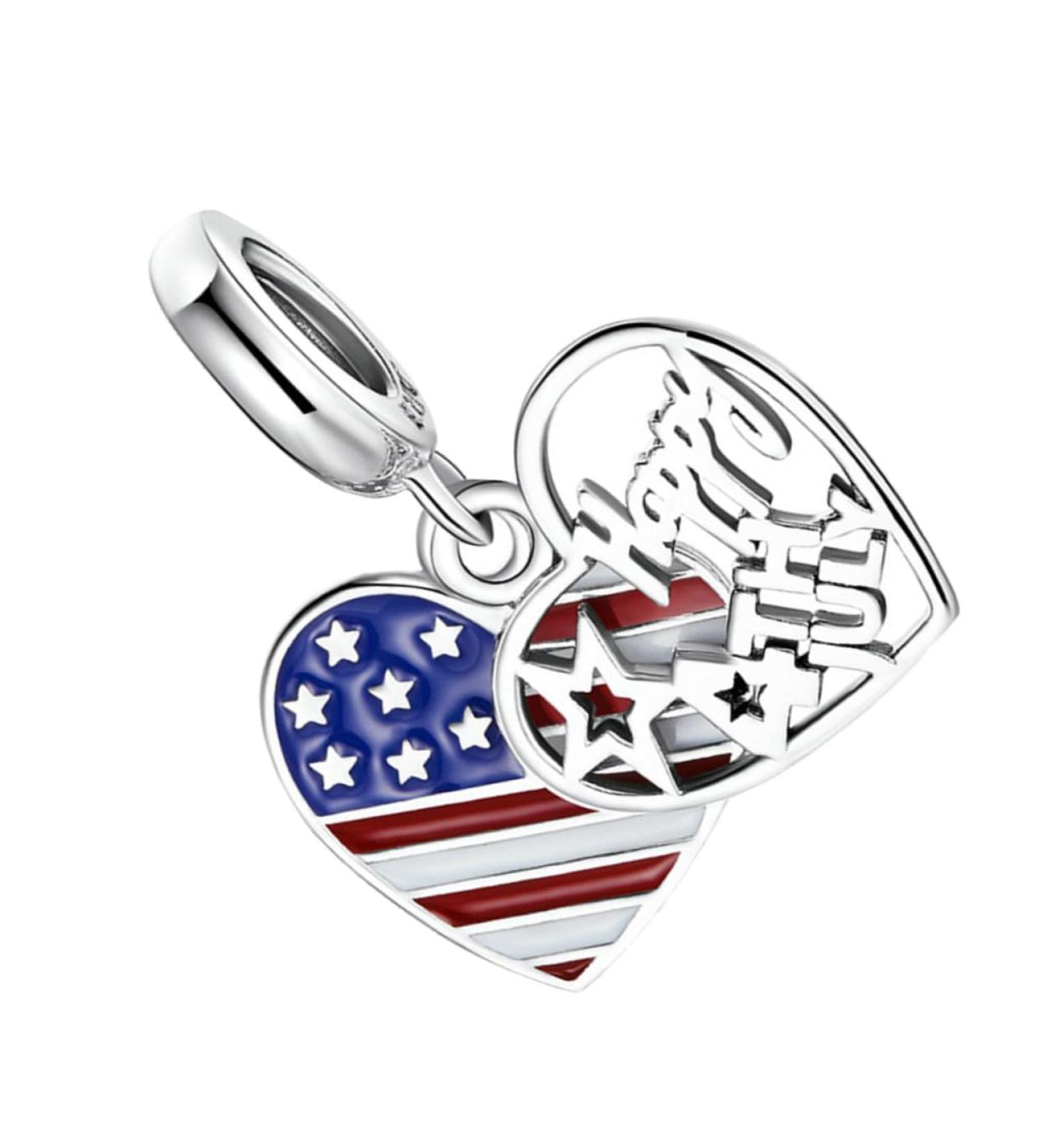 NUOBESTY 1pc Love Flag Pendant Flags Wrist Chain Accessory Heart American Flag Bracelet S925 United States - Buy Online on GoSupps.com