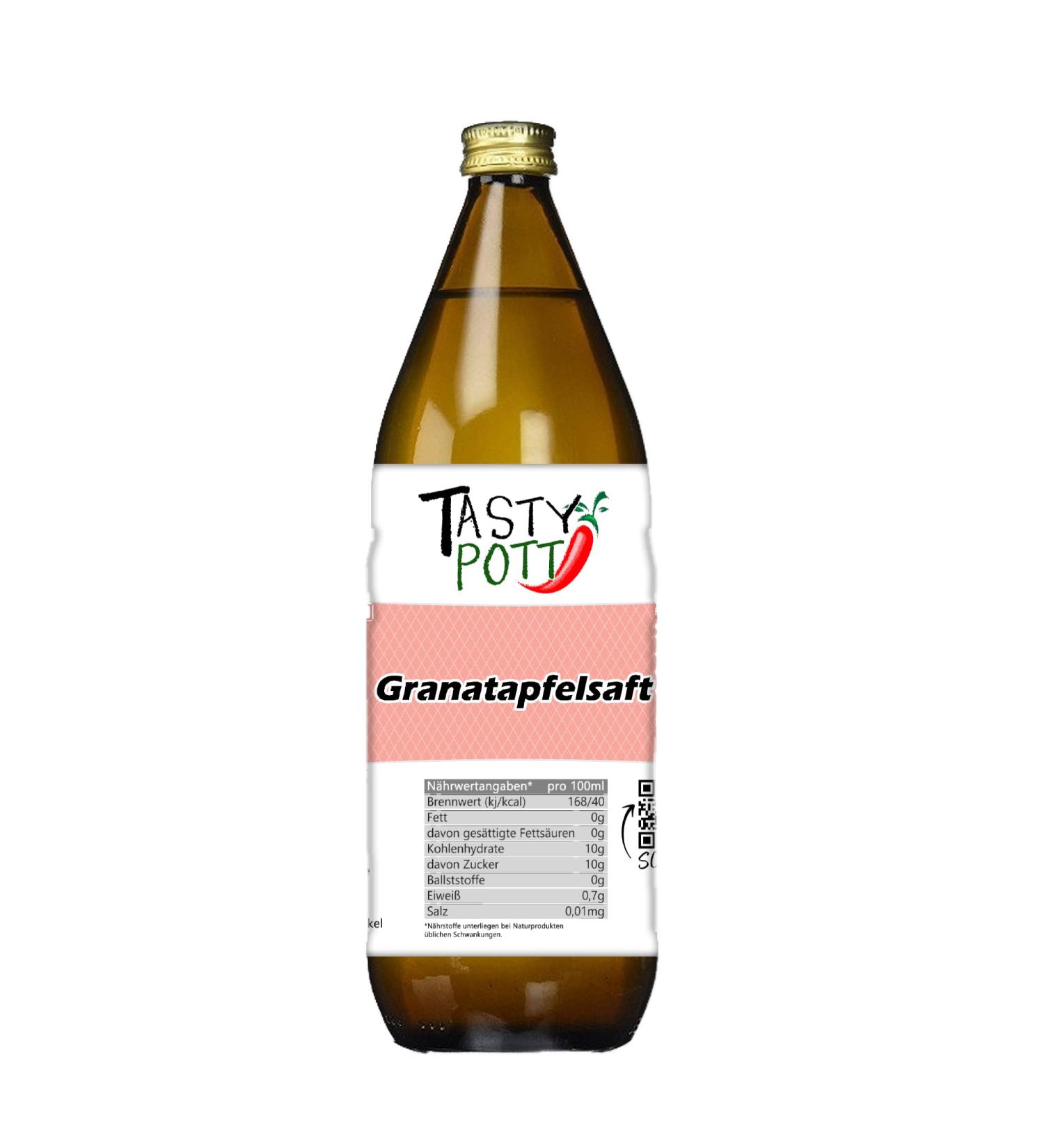 Jeske Sports Supplies Tasty Pott Pomegranate direct juice from 100 mother juice vegan fruit juice natural cloudy juice pomegranate juice pomegranate vitamin C glass bottle 1000 ml 12 x 1000 ml - Buy Online on GoSupps.com