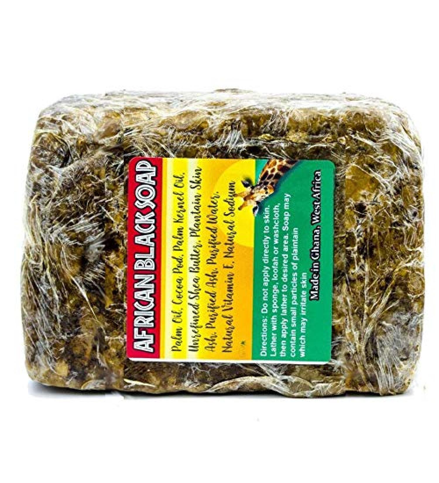 Grand Parfums Raw African Black Soap - Face & Body Wash 1 Lb Organic Beauty Bar - Pure & Natural Ingredients - Authentic Quality Imported from Ghana Distrib (1-1 Lb Bar)