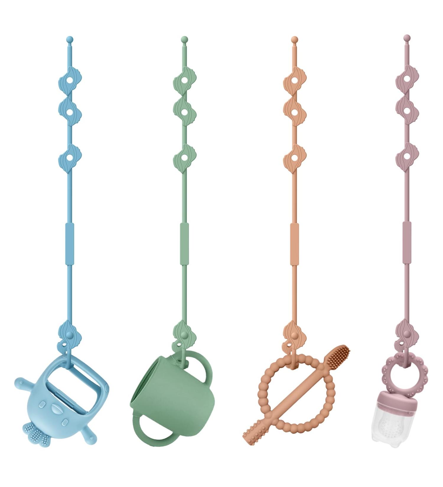 Buy Cldy Baby Toy Pacifier Chain | BPA-Free Silicone Cup Catcher for Strollers & High Chairs | 4-Piece Set in Green Blue Orange & Purple - International Shipping Available - Buy Online on GoSupps.com