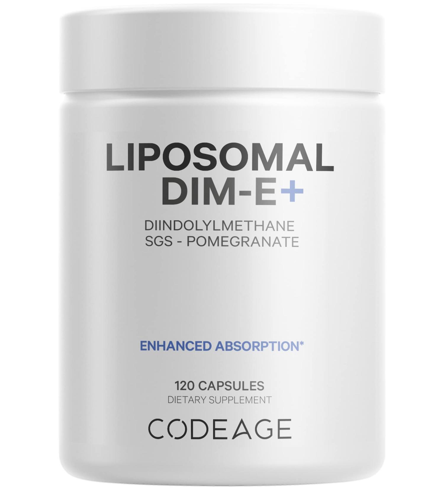 Codeage Liposomal DIM Supplement - 4 Months Supply of DIM Vitamins and SGS Pomegranate Broccoli Vitamin E Isomers Tocopherols Alpha Beta Gamma Delta - Liposomal Formula - Gluten-Free - 120 Capsules - Buy Online on GoSupps.com
