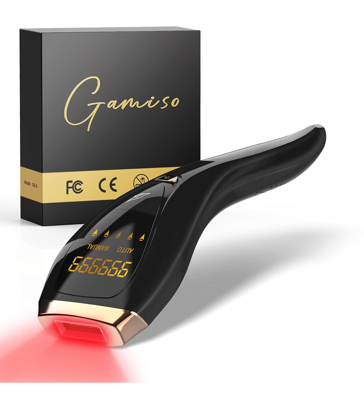 Gamiso IPL Hair Removal Device for Women and Men - At-Home Permanent Hair Remover - Painless on Legs, Arms, Bikini line, Face, Armpits, and Back - Unlimited Flashes - Black - Buy Online on GoSupps.com
