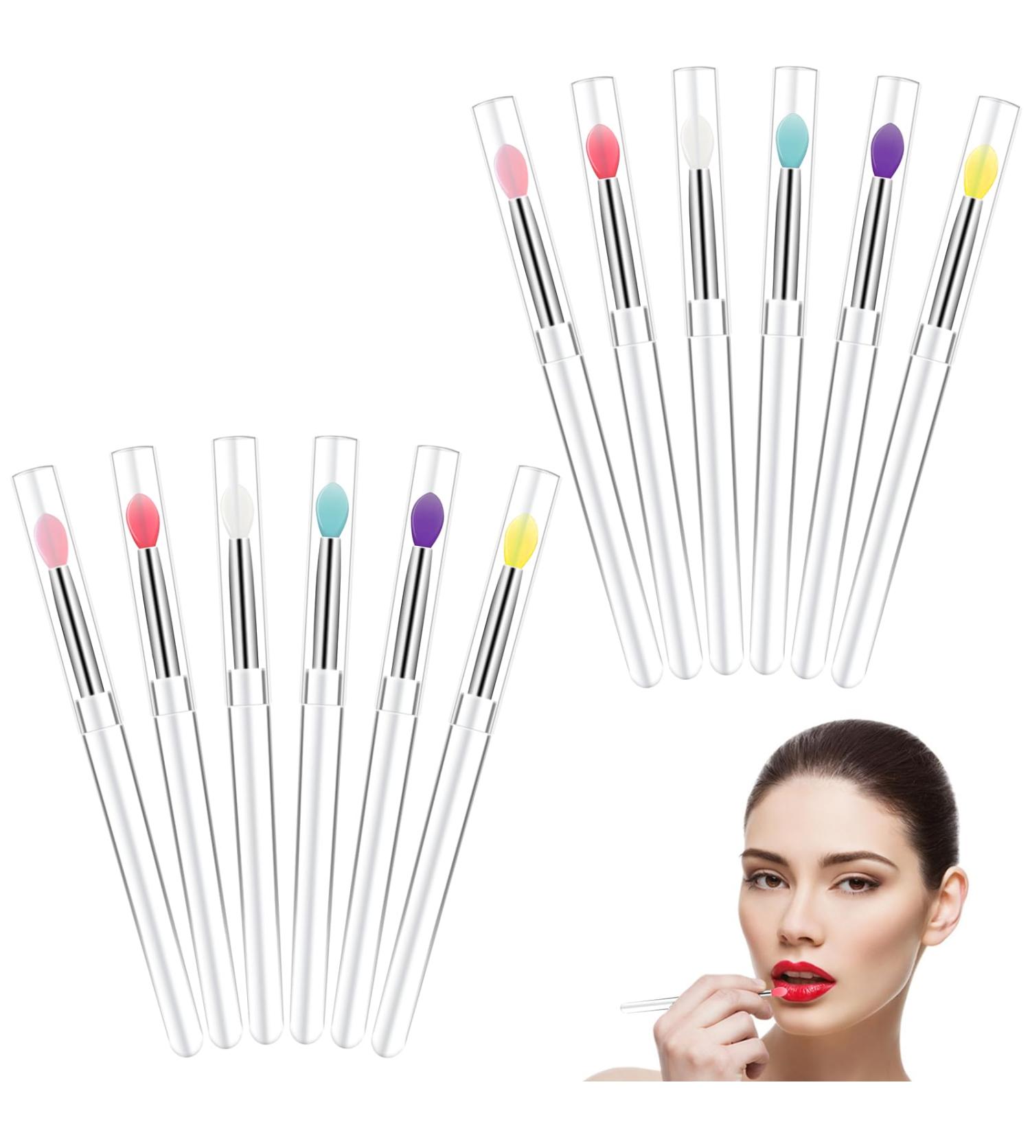 12 Pcs Silicone Lip Brush Silicone Lip Applicator with Transparent Handles and Caps Lip Brush Applicator Silicone Lip Brush Reusable Lip Mask Applicator(6 Colors) - Buy Online on GoSupps.com