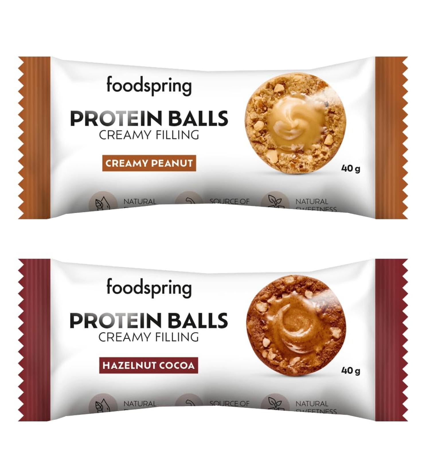 foodspring - Protein Balls Creamy Filling Variety Pack - 12 assorted 40g protein snacks in the flavors: Hazelnut-Cocoa and Peanut Cream - Buy Online on GoSupps.com