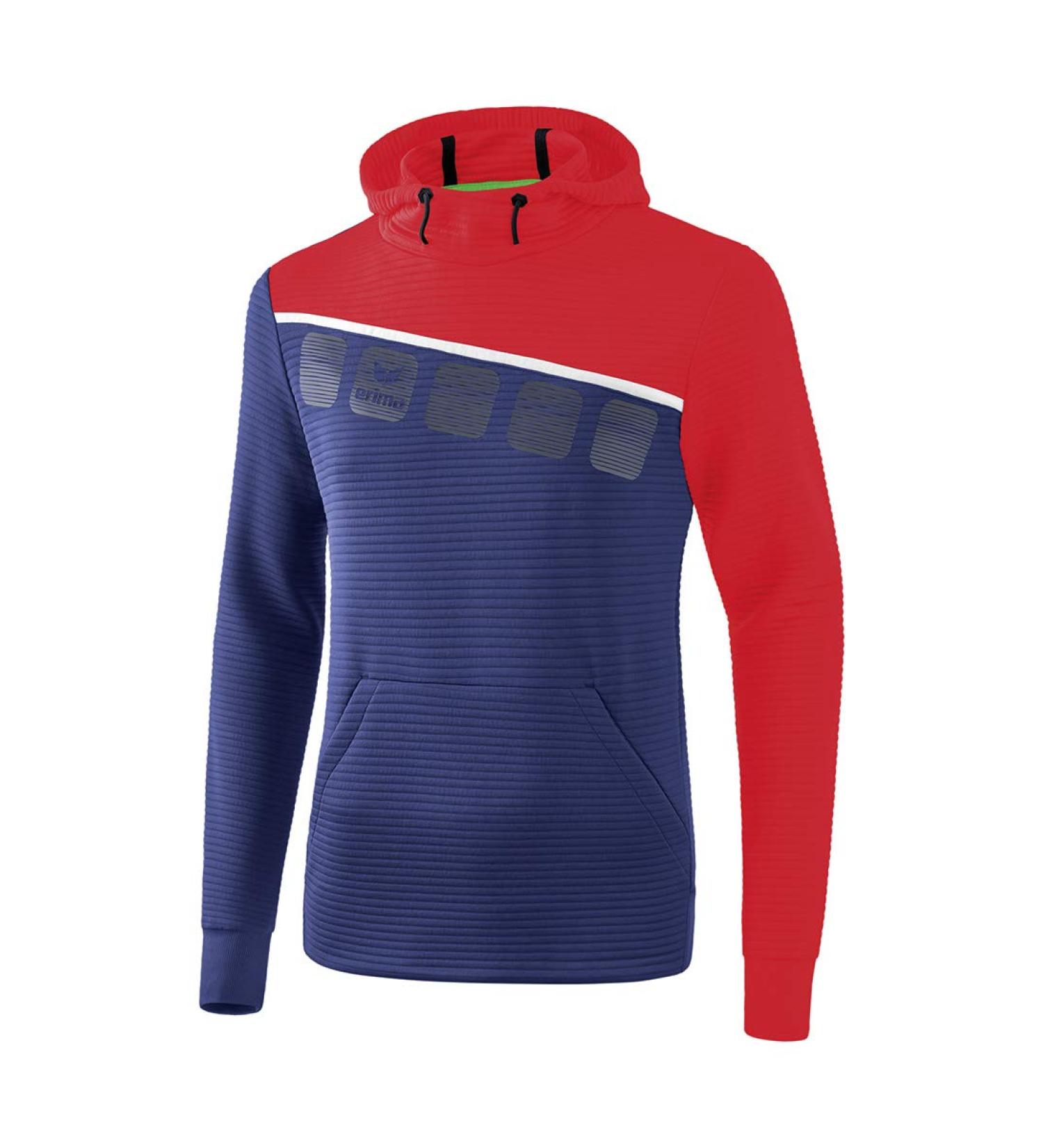 Erima Unisex Kids 5-C Hooded Sweatshirt - New Navy/Red/White - International Shipping Available - Buy Online on GoSupps.com