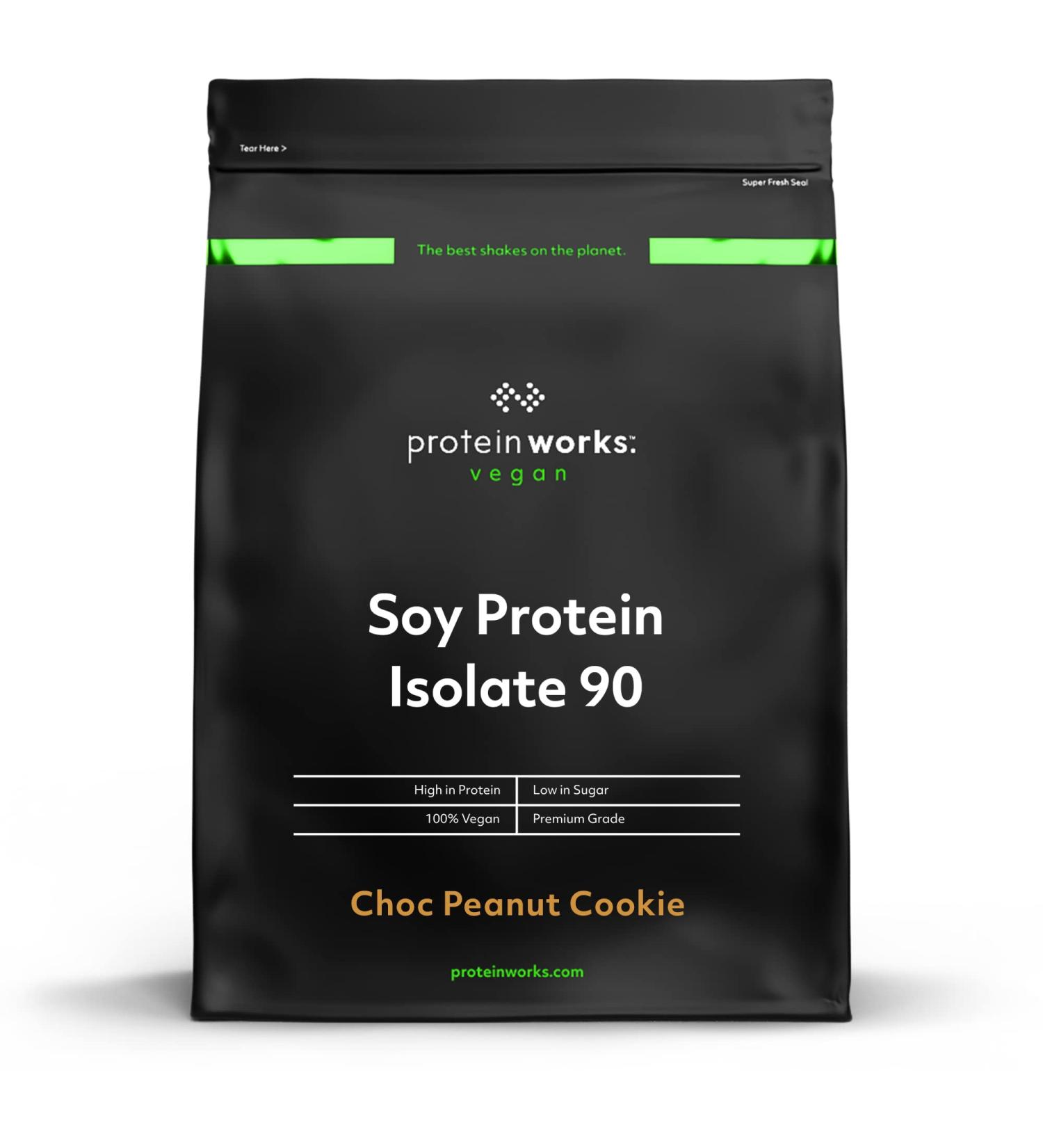 The Protein Works Soy Protein Isolate Powder 2kg - 100% Plant-Based Low Fat No Added Sugar Gluten-Free Choc Peanut Cookie Flavor - Buy Online on GoSupps.com