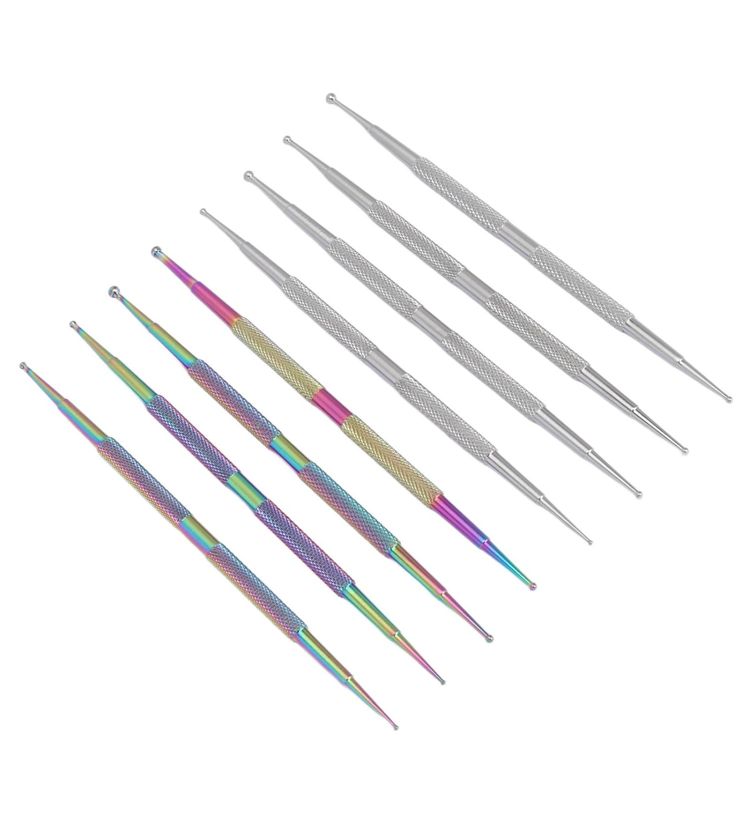 Nail Art Rhinestone Drill Pen Ergonomic Silver Double Headed Nail Point Drill Pen Comfortable Grip Proof 8pcs Stainless Steel for DIY Nails - Buy Online on GoSupps.com