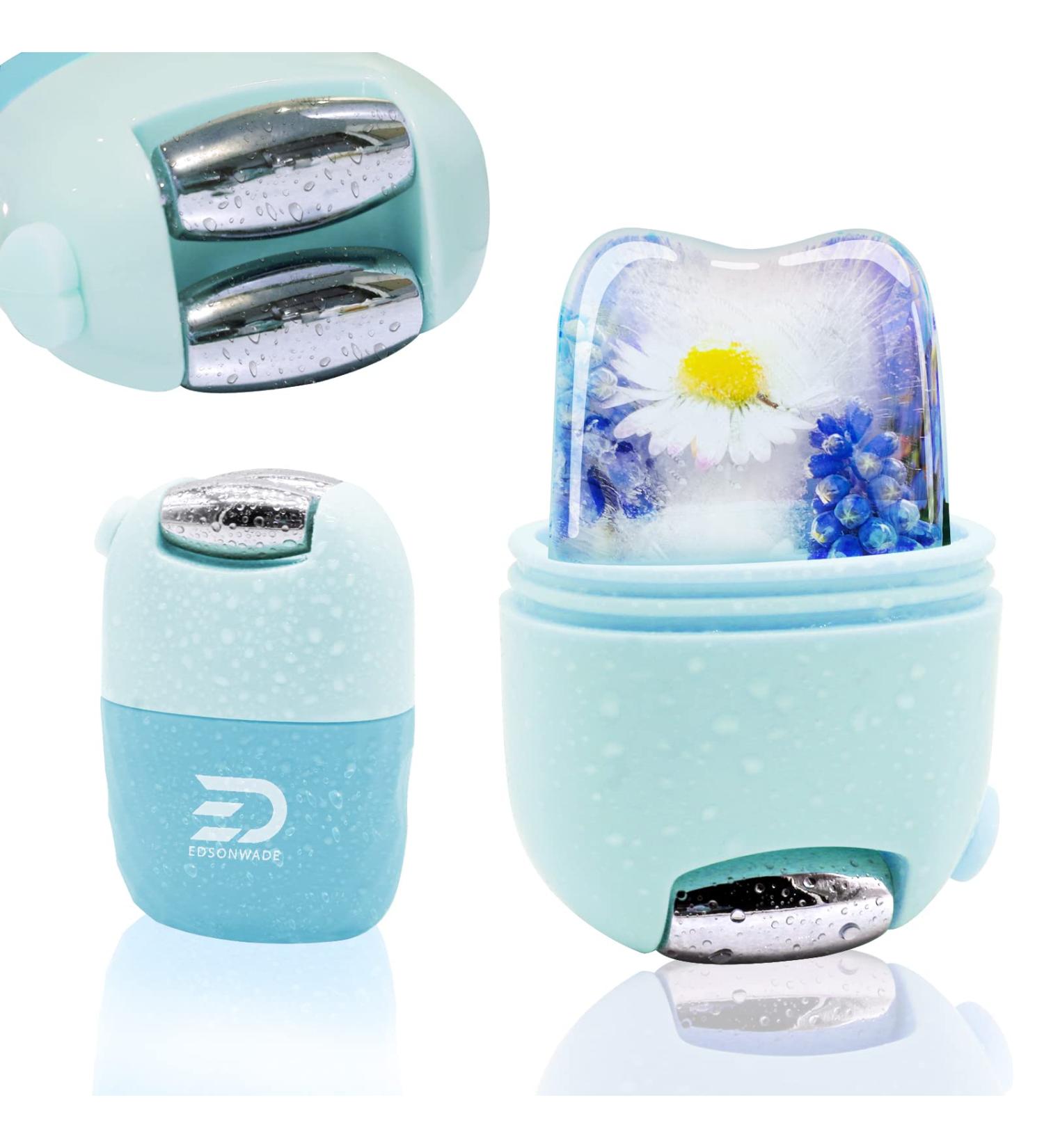 EDSONWADE Ice Roller for Face and Eyes - Natural Skin Tightening Tool with Silicone Molder - Reduce Eye Bags and Enhance Elasticity - Cryotherapy Beauty Treatment in Blue - Buy Online on GoSupps.com