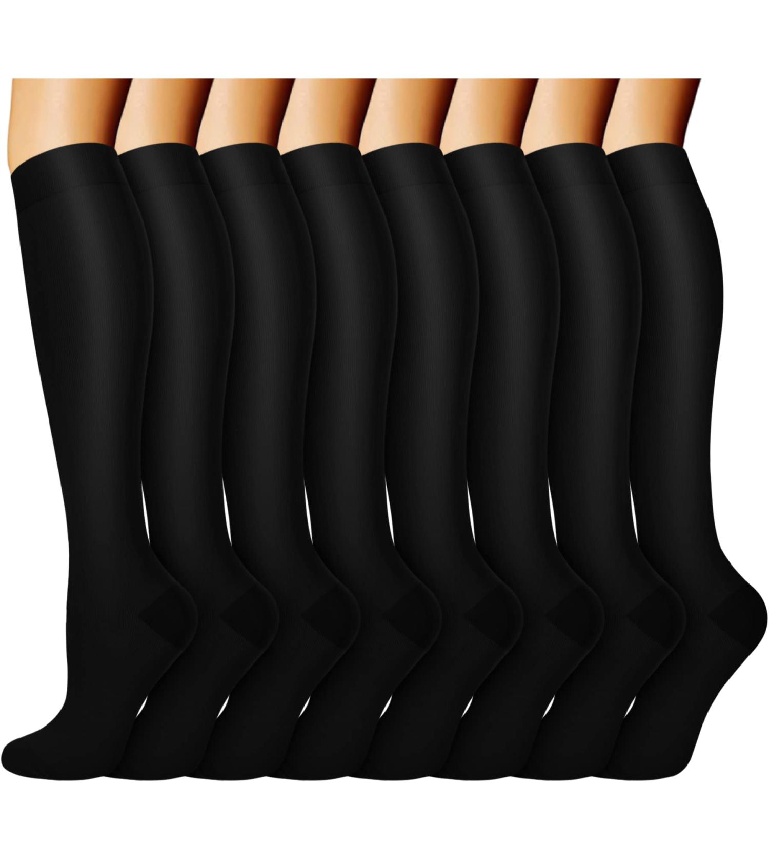 ACTINPUT Compression Socks 8 Pairs 15-20mmHg for Women & Men - Nurse Medical Running Support - Black Large/X-Large - Buy Online on GoSupps.com