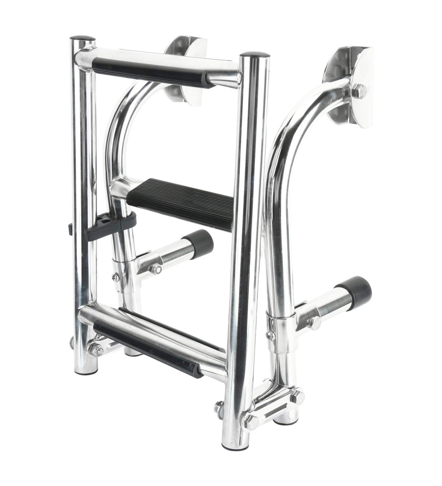 YaeMarine Stainless Steel 3 Step Folding Boat Ladder - Transom Foldable Stern Ladder with Mounting Screws (7101S) - Buy Online on GoSupps.com