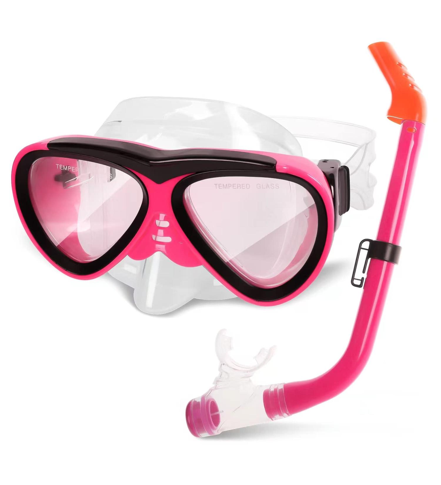 GreenLF Kids Snorkel Set - Anti-Fog Mask with Nose Covers for Youth 5-12 - Rose Red Semi-Dry Diving Gear for Junior Boys & Girls - Buy Online on GoSupps.com