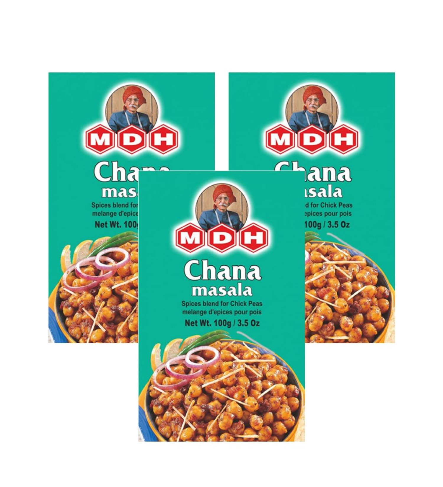 MDH Various Seasoning Masala Powder - A Mixture of Spices Adds Taste - Aromatic & Enhances the flavor of the meal -Simplifies & Speeds Up The Cooking Process (Chana Masala (100g) Pack of 3)