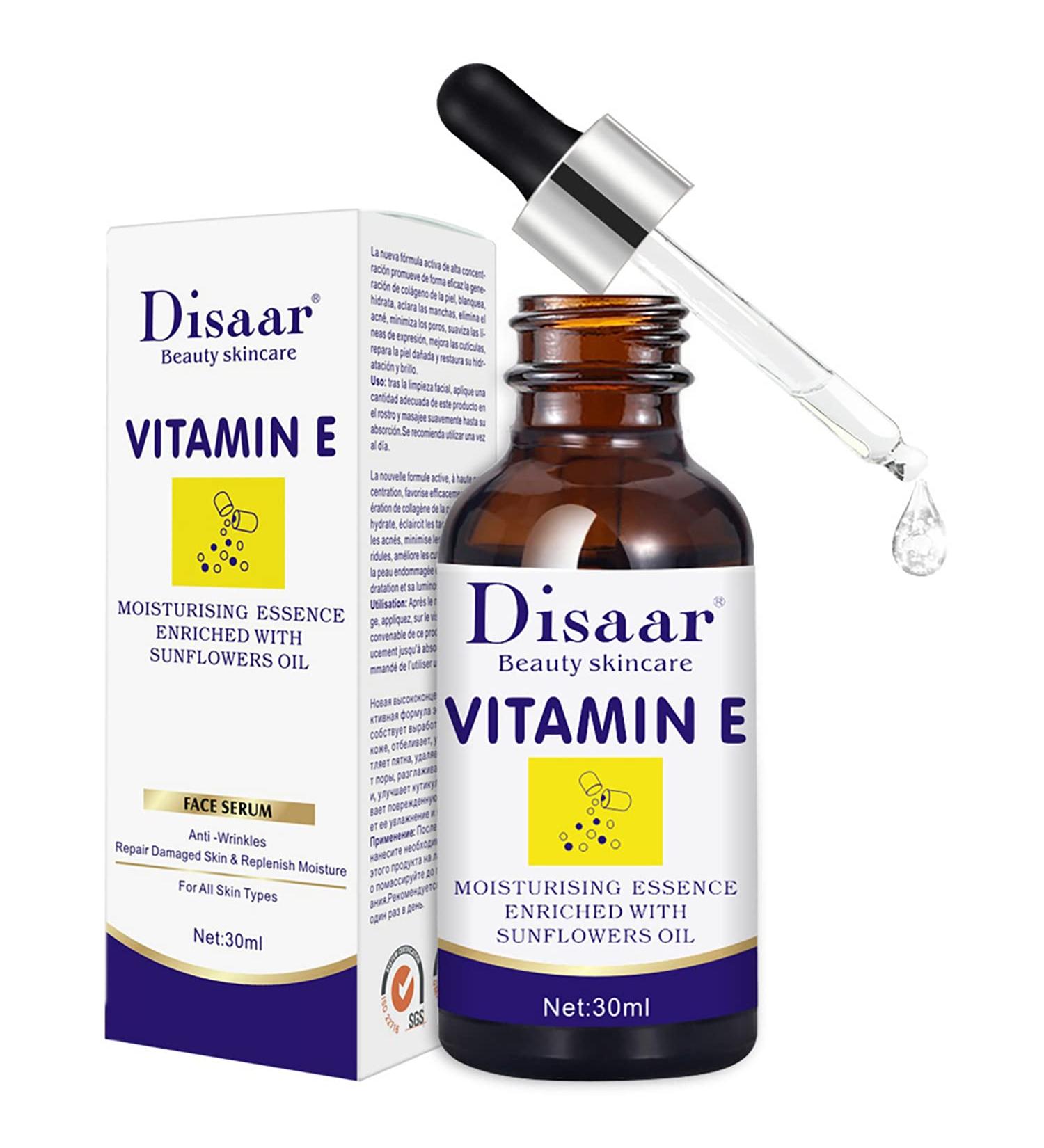 Vitamin E Face Serum - Anti-Wrinkle Moisturizing Essence with Sunflower Oil | 30ml - Buy Online on GoSupps.com