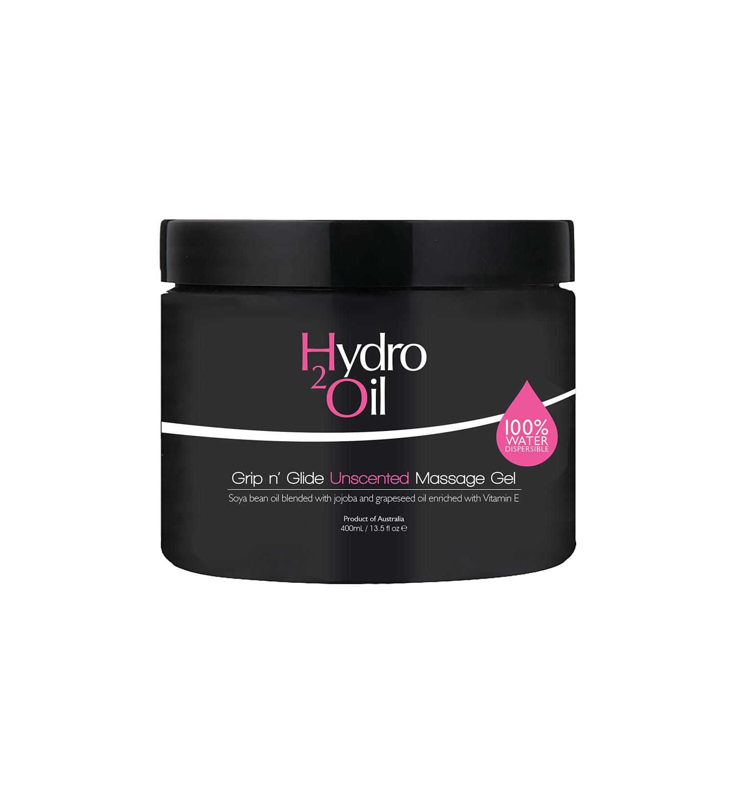 Hydro 2 Oil Unscented Massage Gel 23.7 fl oz - Water Dispersible Formula with Jojoba and Grapeseed Oil Enriched with Vitamin E 1 Count (Pack of 1)