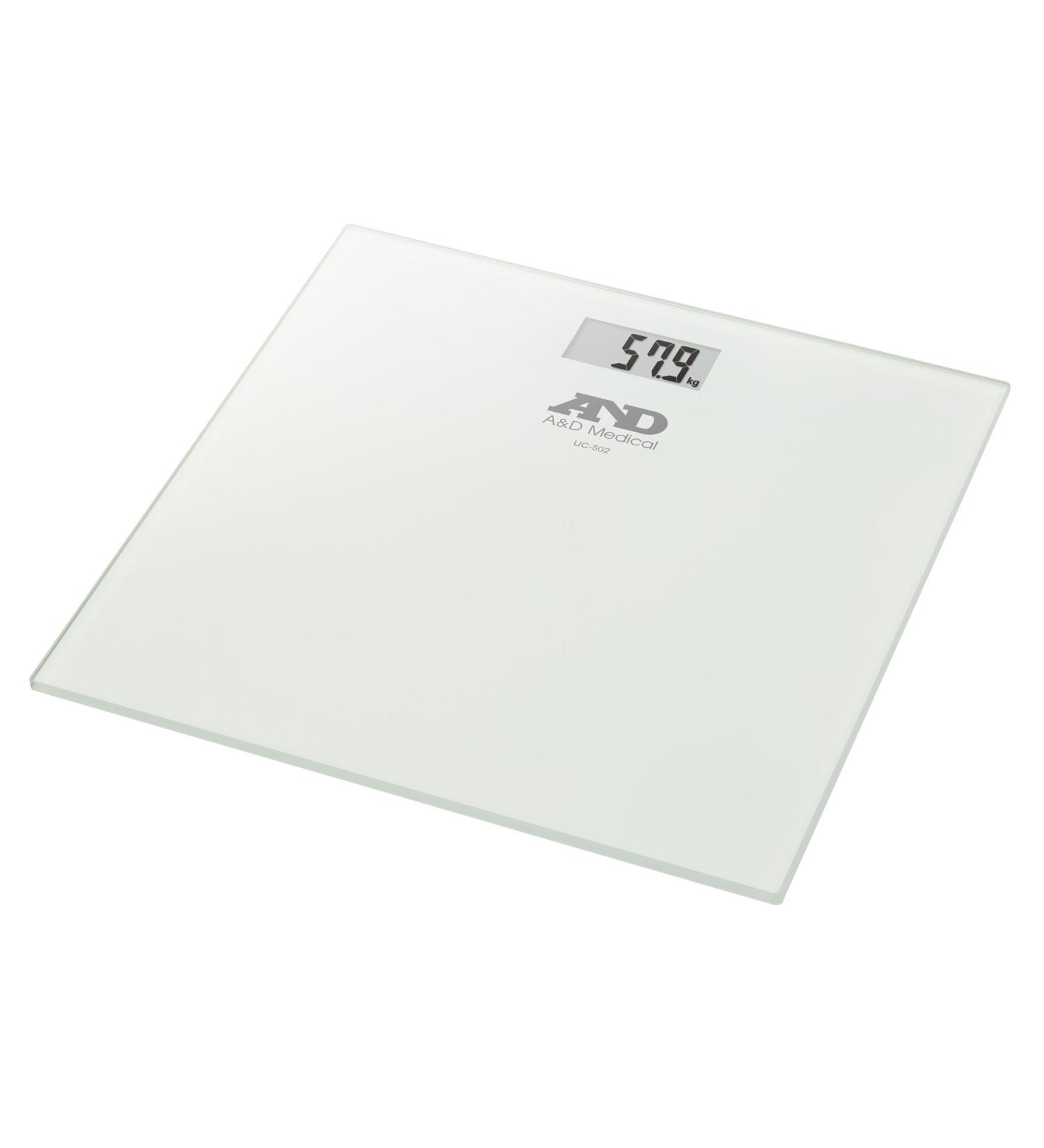 A & D Medical UC-502 Personal Digital scale with an extra large footprint scale with easy-to-read LCD display person scale in an extra flat design body scale made of safety glass UC-502 Digital Bathroom Scale