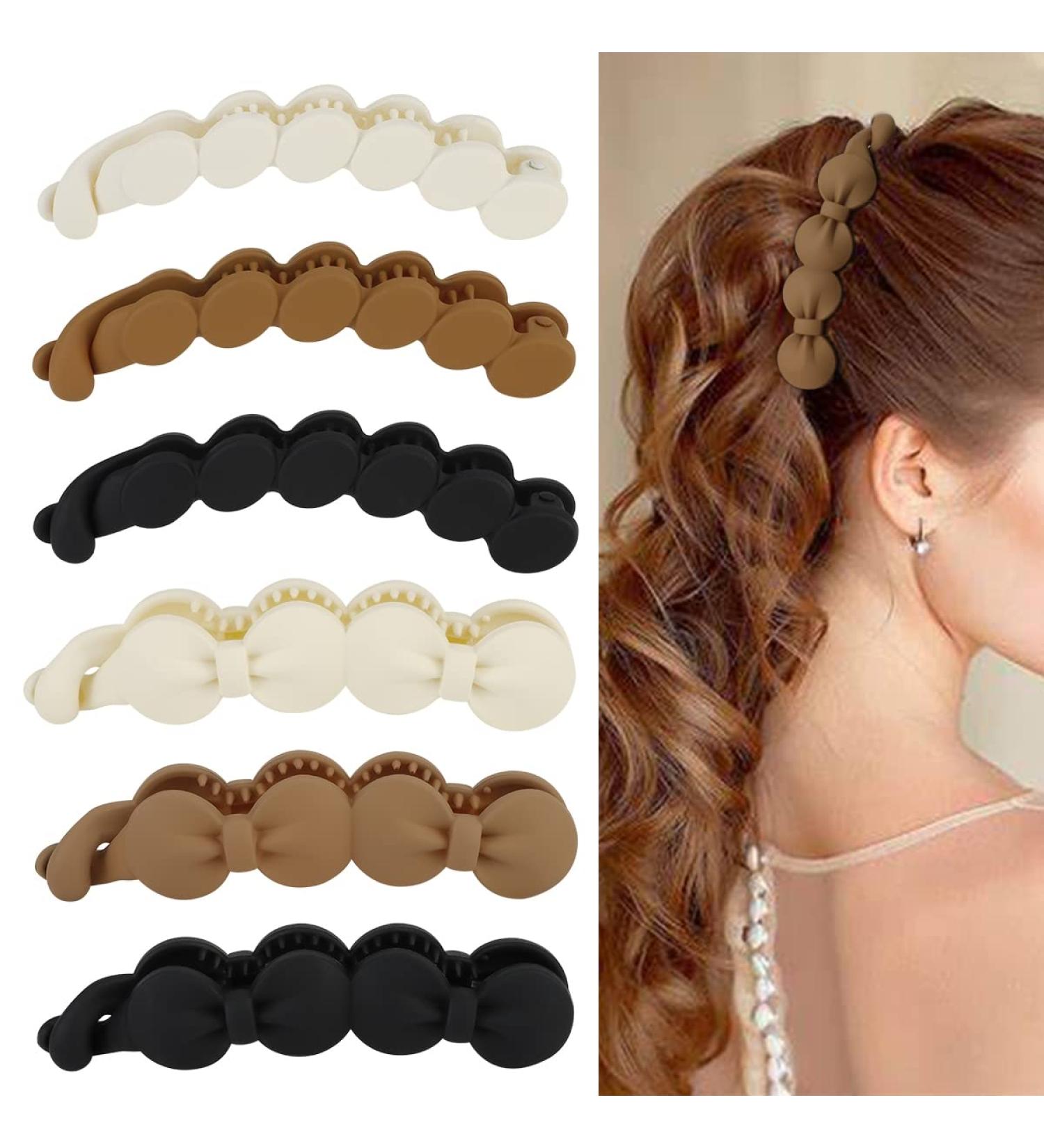 Hapdoo 6PCS Bow Oval Banana Clips for Medium Hair - Strong Hold Hair Accessories for Women and Girls - Buy Online on GoSupps.com