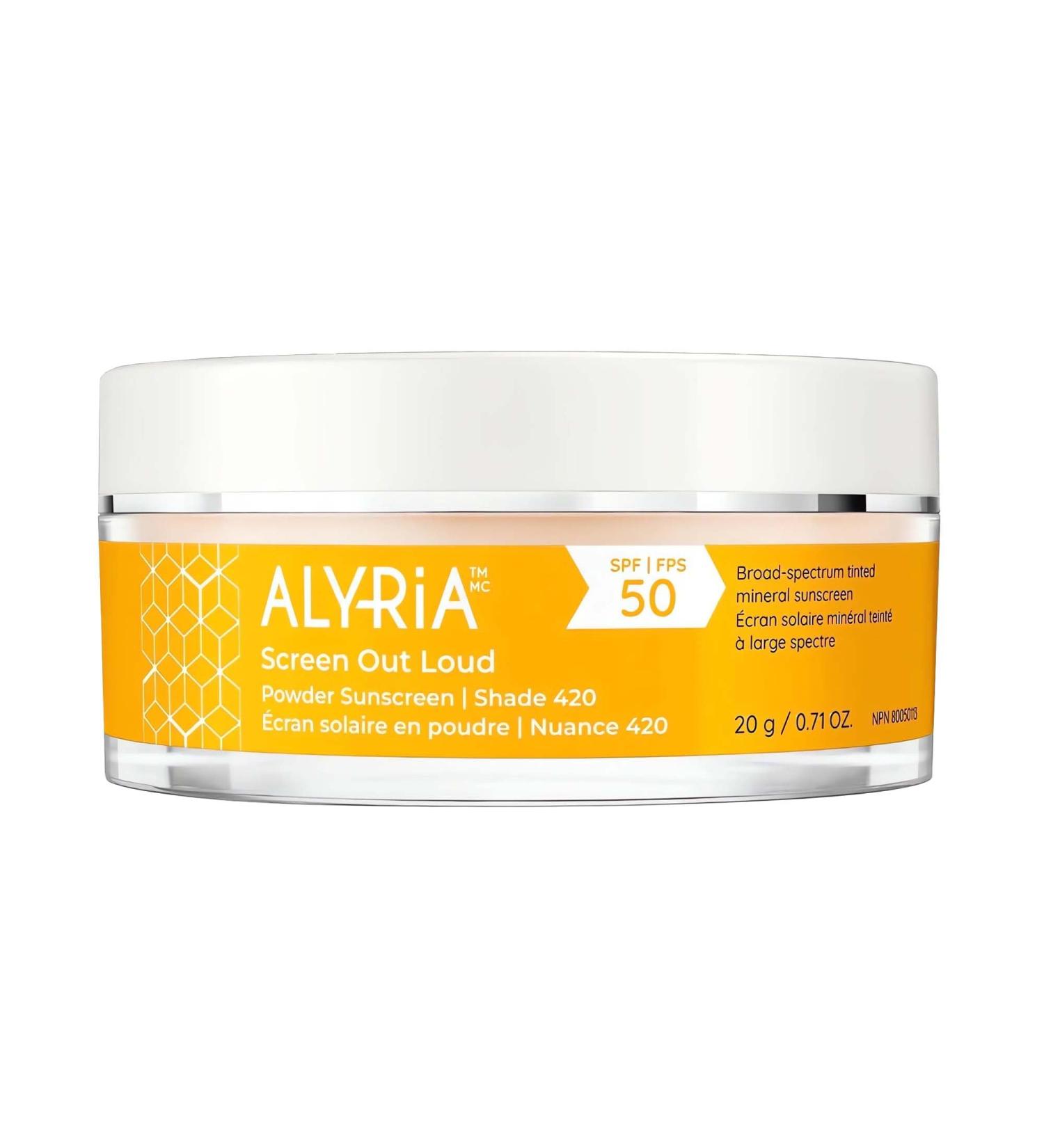 Alyria Screen Out Loud Mineral Face Sunscreen Powder with SPF 50-20g | Zinc Oxide Sunscreen Powder - Shade 420 | Mineral Sunscreen Face Powder - Buy Online on GoSupps.com