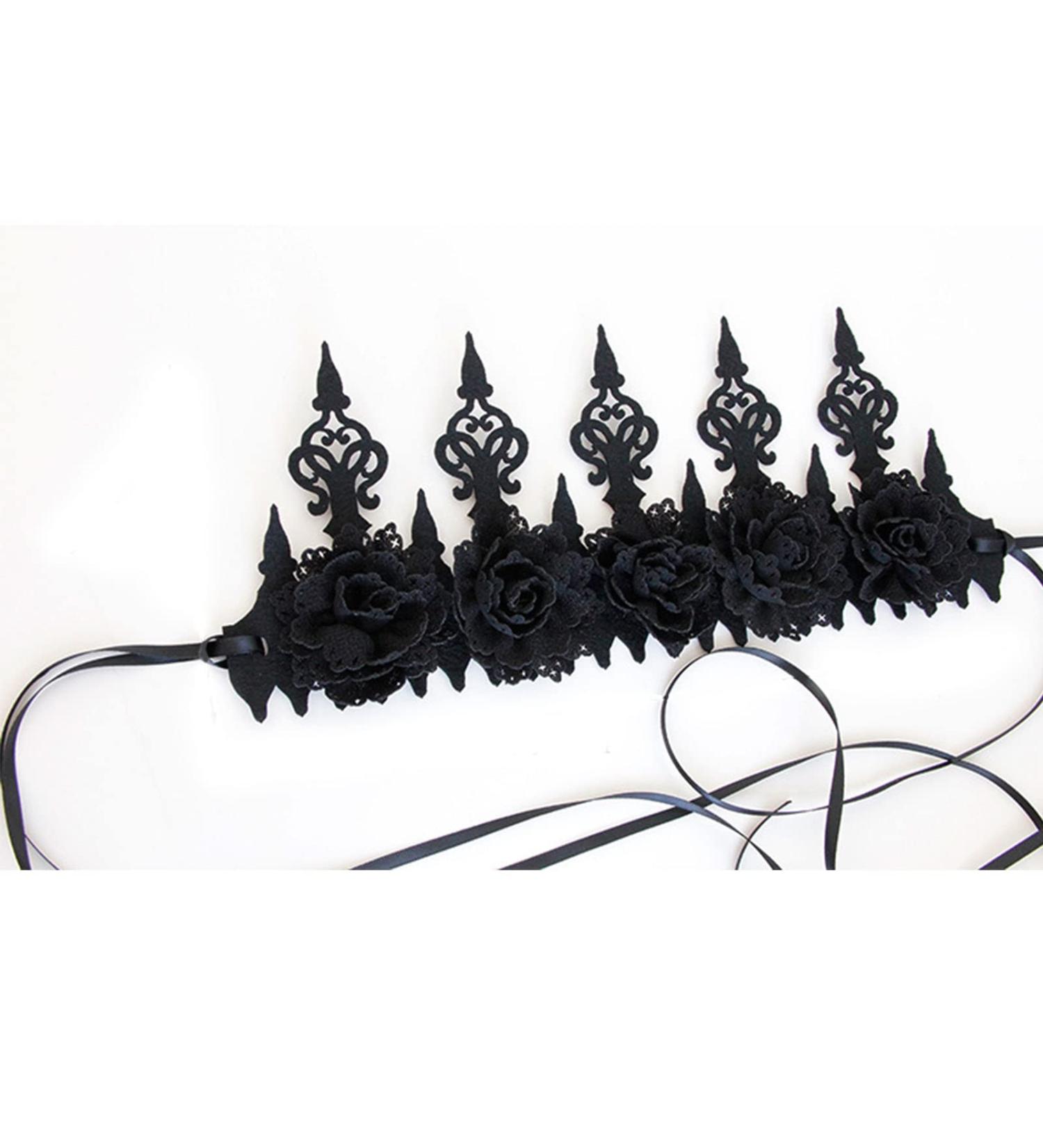 Headband Dark Gothic Forehead Chain Lace Head Wrap for Witch Makeup Masquerade Show - Buy Online on GoSupps.com