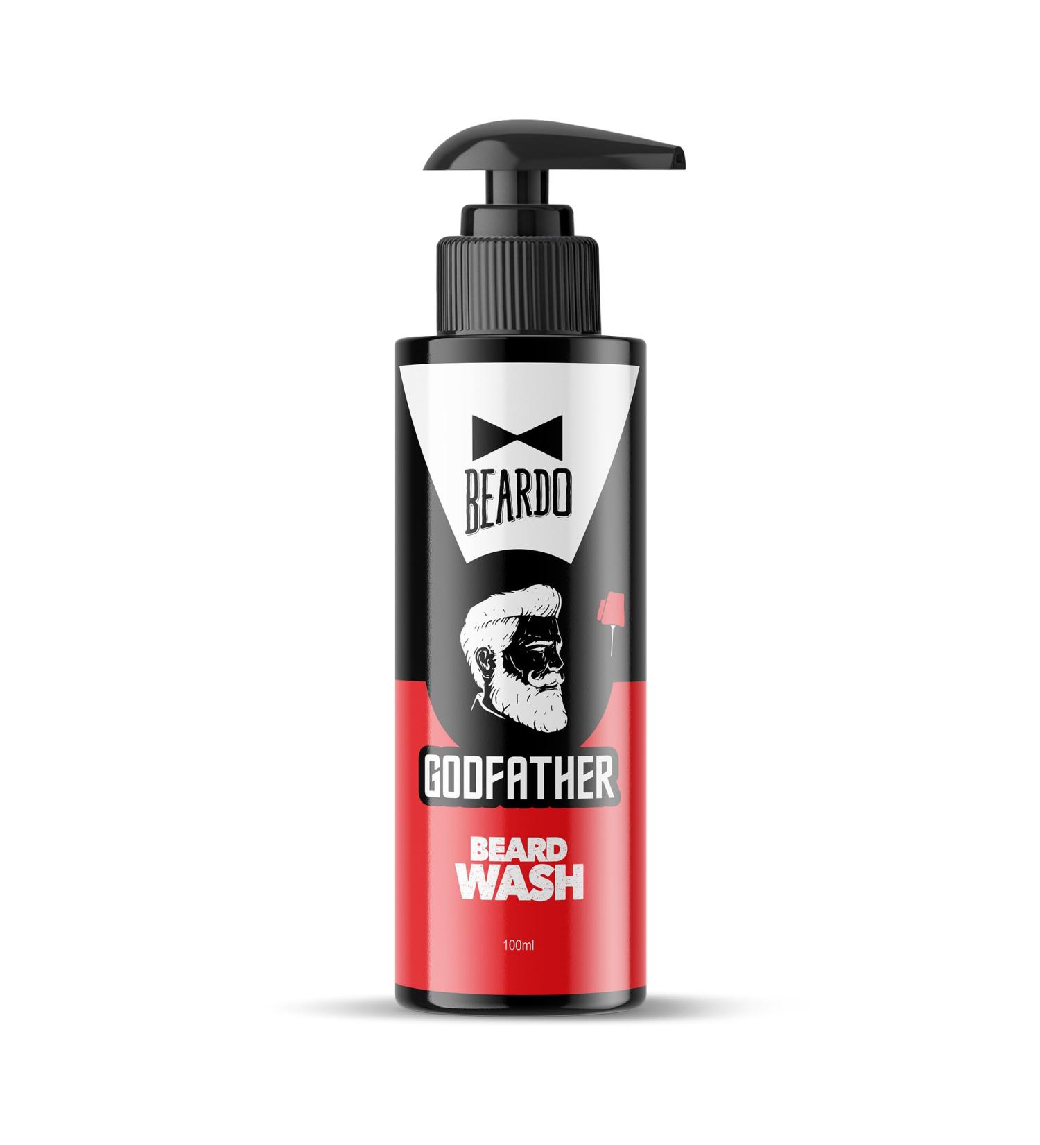 Beardo Godfather Beard Wash Shampoo for Men - 3.33 oz | Anti-Dandruff & Hair Loss Treatment | Refreshing Fragrance | Purifies Skin & Beard | Sun & Dirt Protection - Buy Online on GoSupps.com