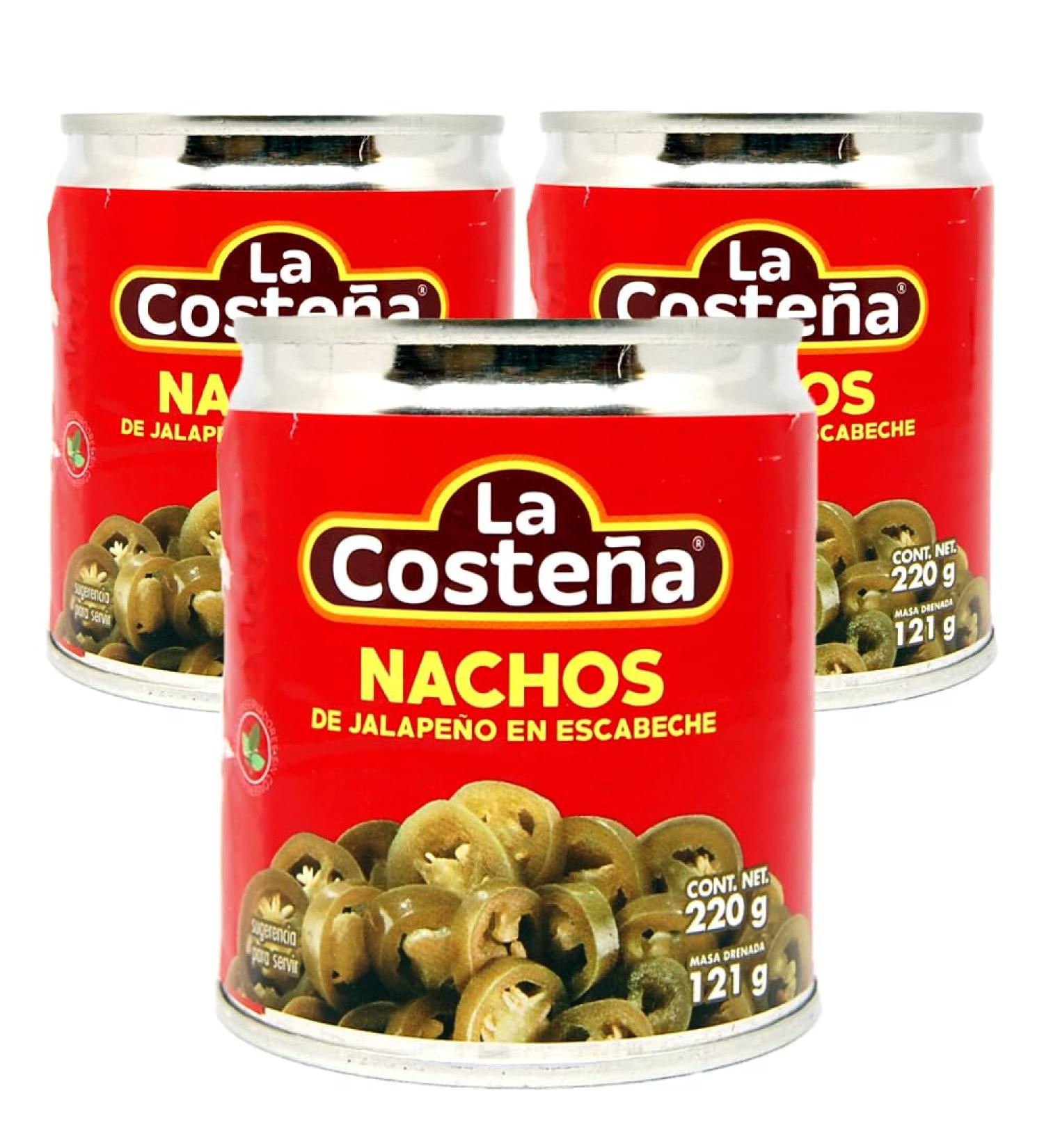 La Costena Jalapeno Nacho Slices 220g (Pack of 3) / Mexican Jalapeno Slices Pickled Jalapeno Chilli Peppers in Vinegar Hot Jalapenos for Nacho Chips - Buy Online on GoSupps.com