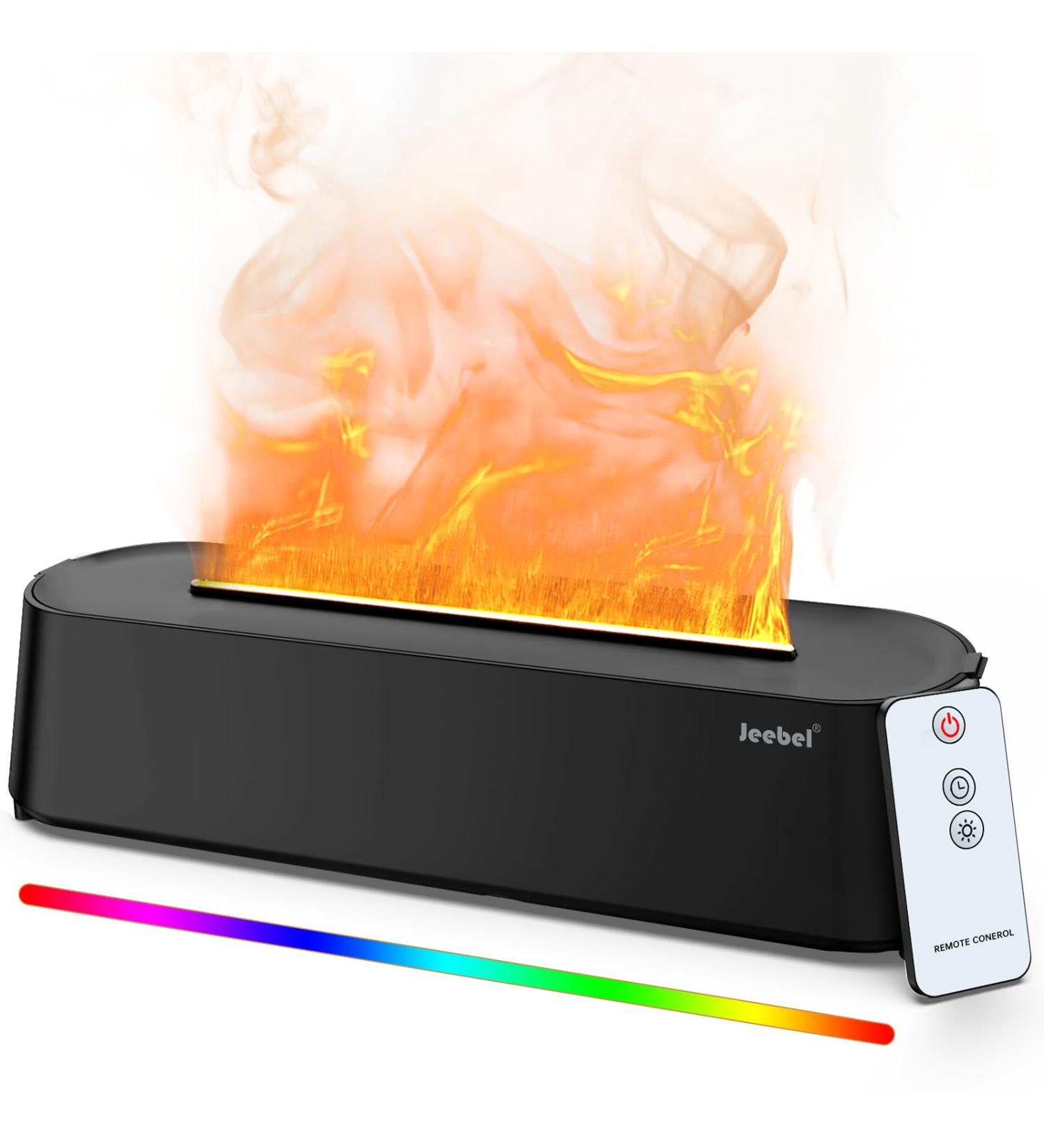 JEEBEL Aroma Diffuser with Remote Control - 7 Flame Effect 3 Fog Modes 4 Timer Settings - 200ml Essential Oil Humidifier for Bedroom & Office - 7 Colors Aromatherapy - Buy Online on GoSupps.com