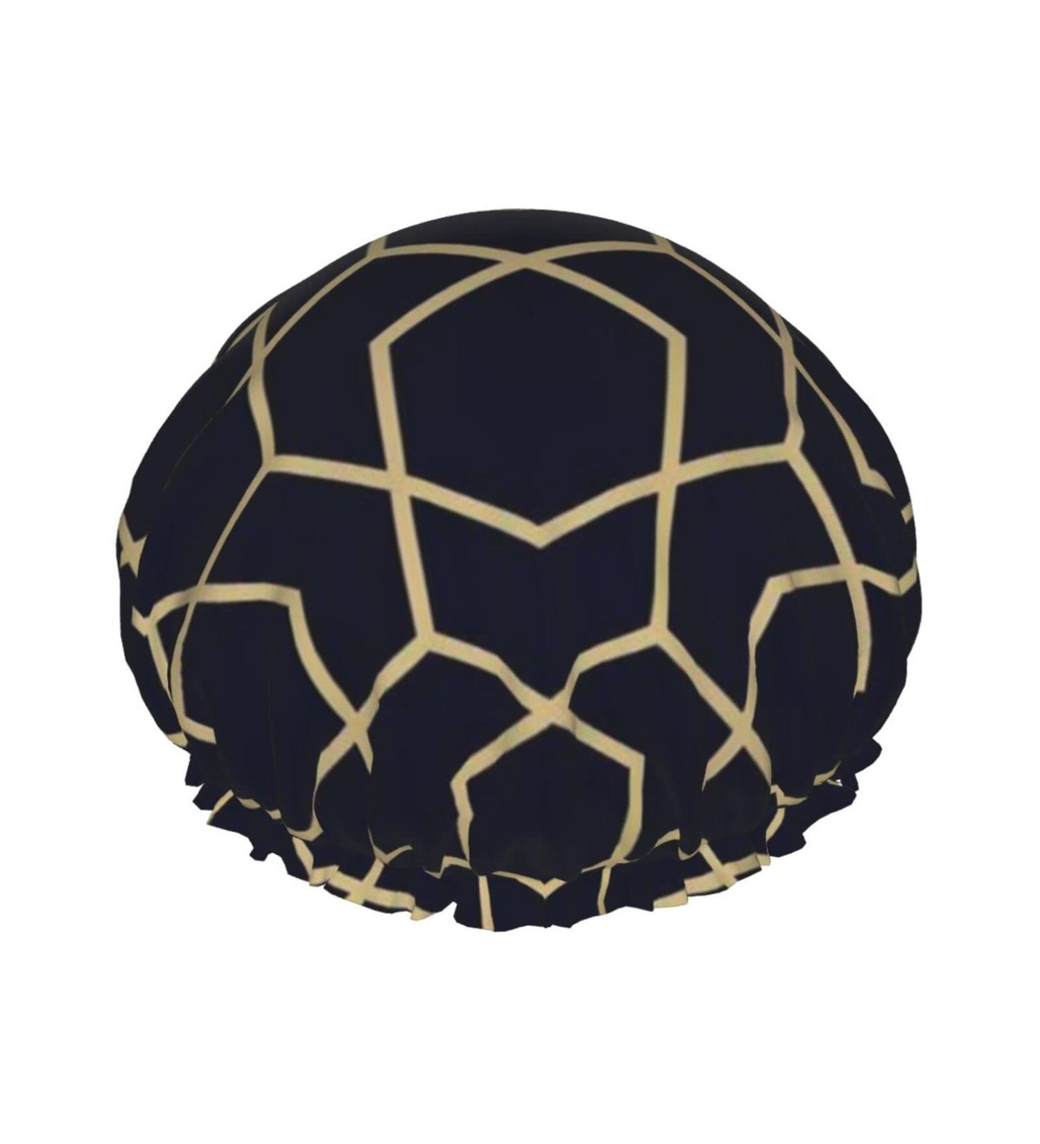Geometric Lines Printed Shower Cap - Waterproof Bath Cap for Women - Buy Online on GoSupps.com